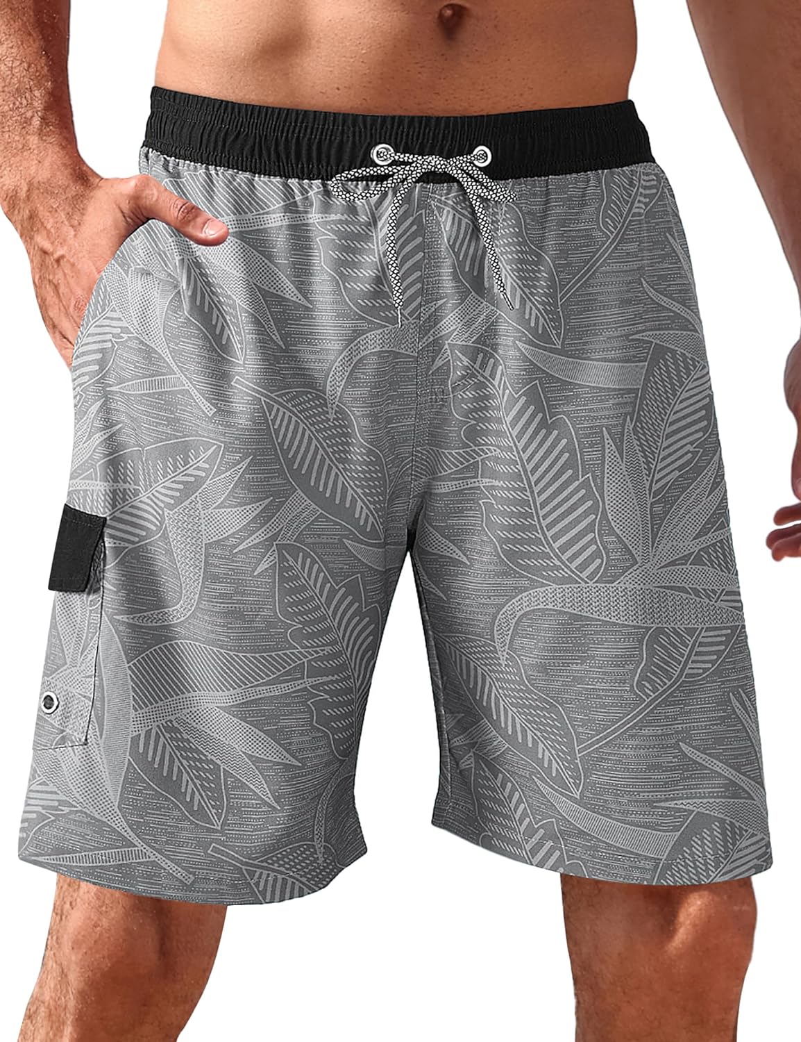 BOJIN Mens Swim Trunks 9" Quick Dry Stretch Swim Shorts Mesh Lining Bathing Suits Swimwear Beach Shorts with Pockets