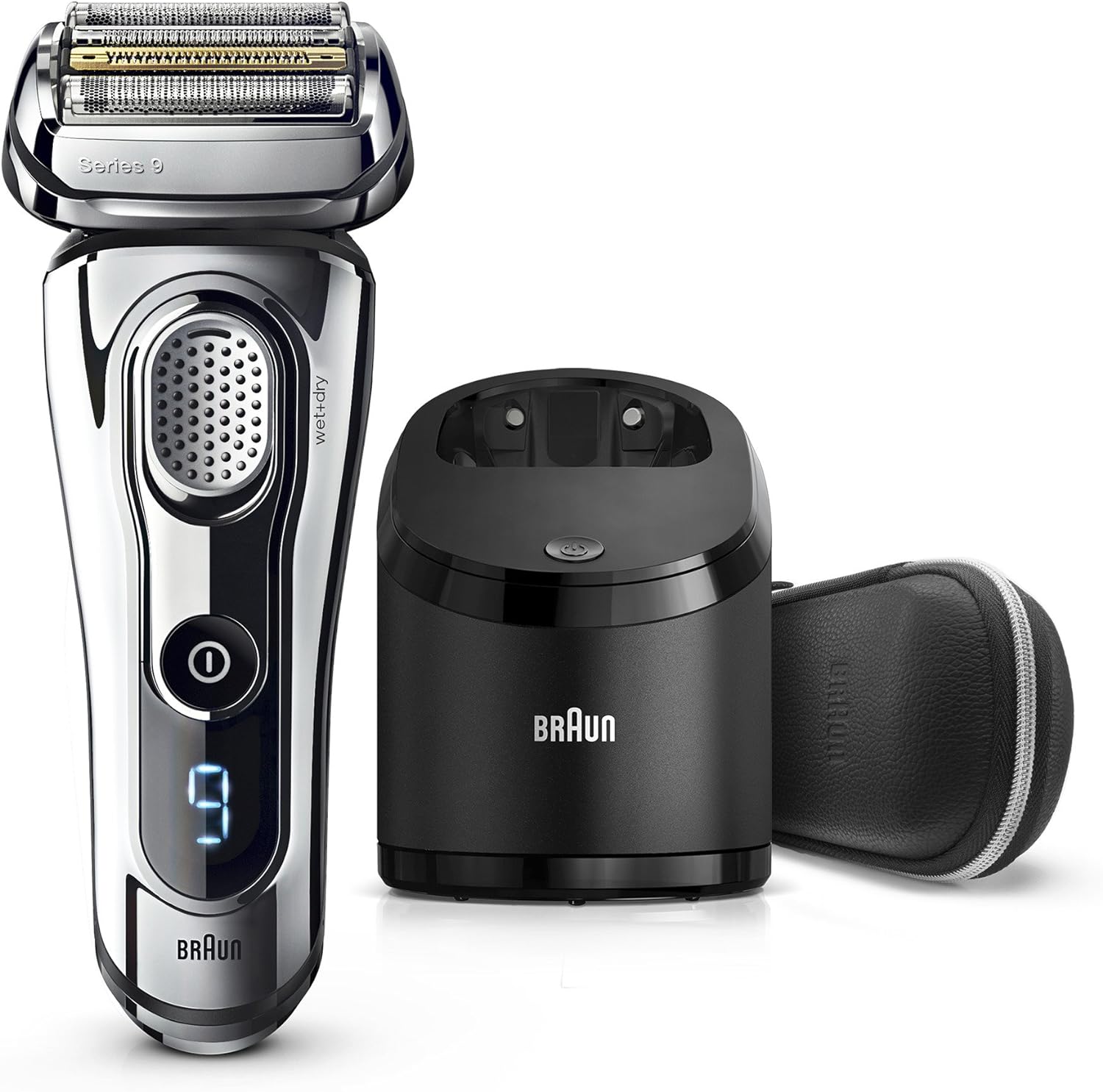 Braun Electric Razor for Men, Series 9 9296CC Electric Shaver With Precision Trimmer, Rechargeable, Wet & Dry Foil Shaver, Clean & Charge Station & Leather Travel Case