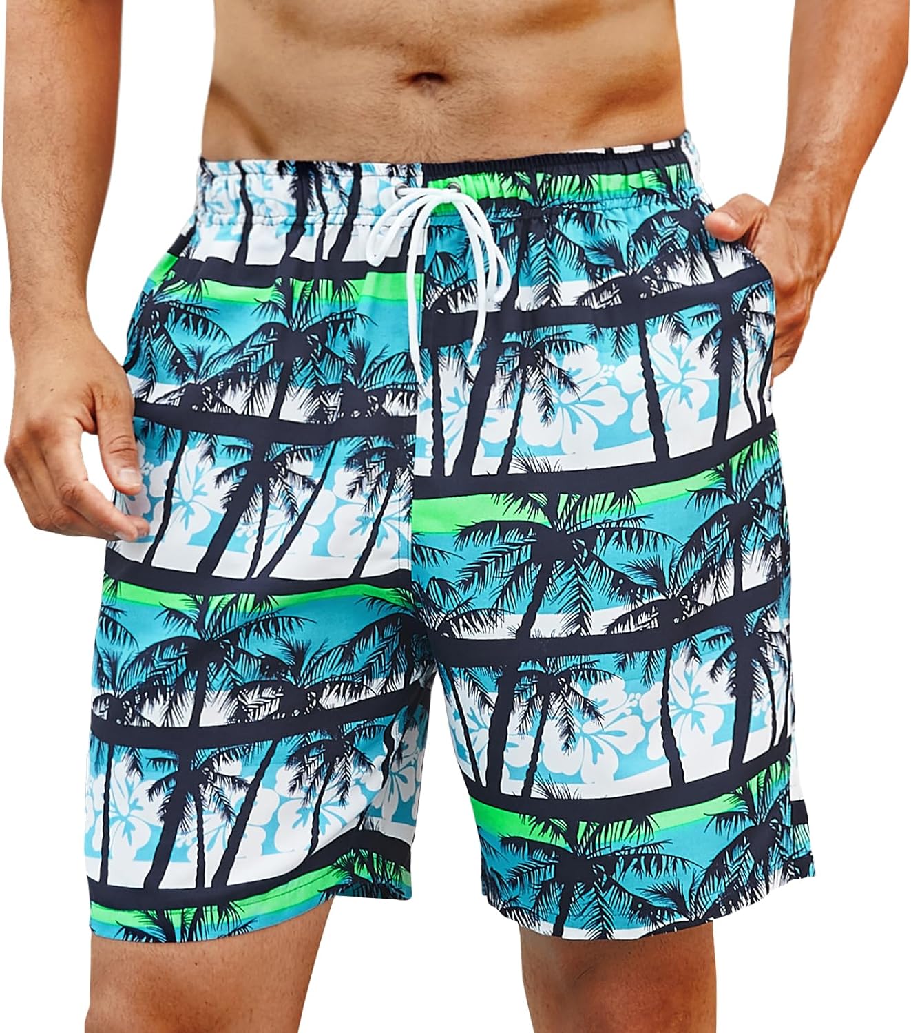 Enlision Mens Swim Trunks Beach Shorts Quick Dry Hawaiian Swimming Shorts with Pockets Swimwear Bathing Suits for Men