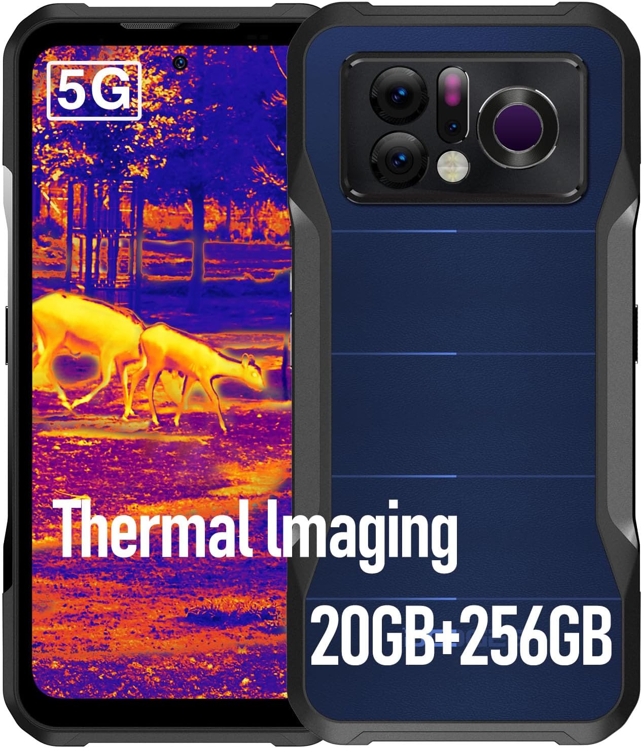 DOOGEE V20 Pro Rugged Phone Thermal Image Camera, 20GB RAM+256GB ROM(up to 2TB), 120Hz 2K AMOLED Display, 6000mAh Battery, Dual SIM 5G Rugged Smartphone NFC, OTG, IP68 Waterproof