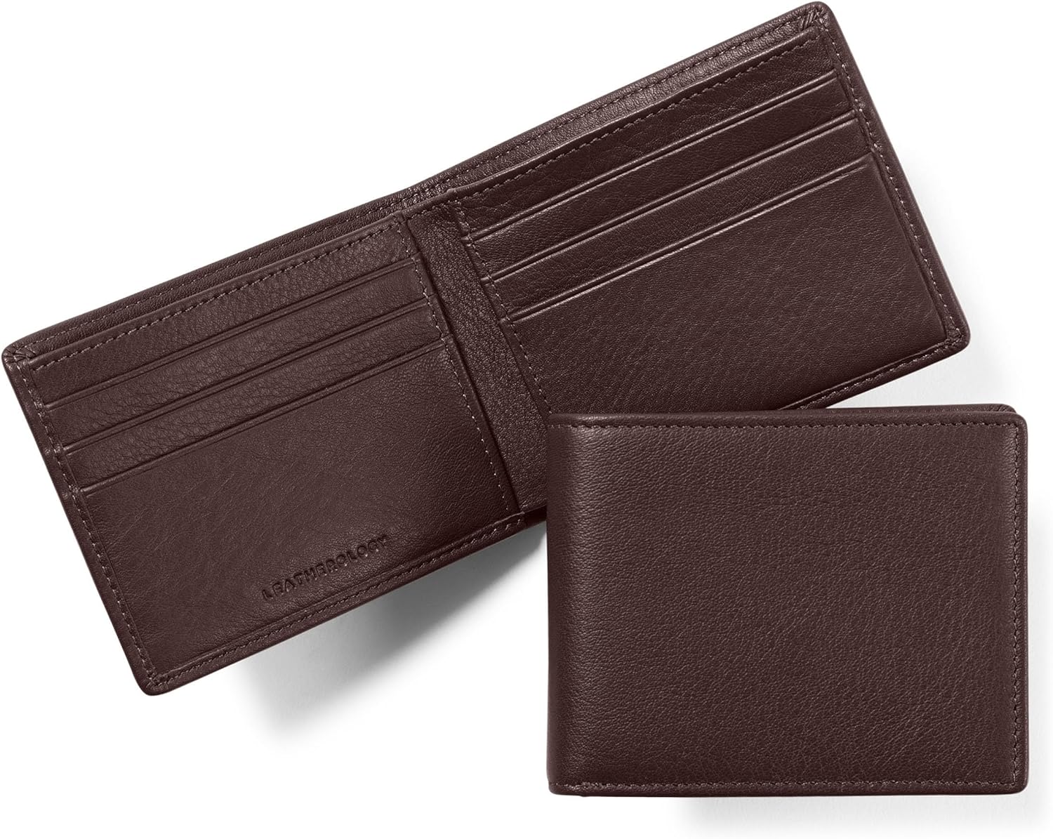 Leatherology RFID Brown Thin Bifold Wallet - Slim silhouette, Ample storage, Hidden interior pocket