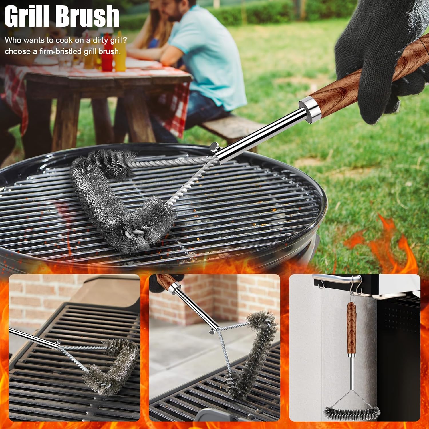 31pcs Stainless Steel BBQ Grill Accessories Set for Men Dad, Heavy Duty Grilling Tools for Outdoor Camping, BBQ Utensils Kit with Mats, Grill Brush in Carrying Bag Brown