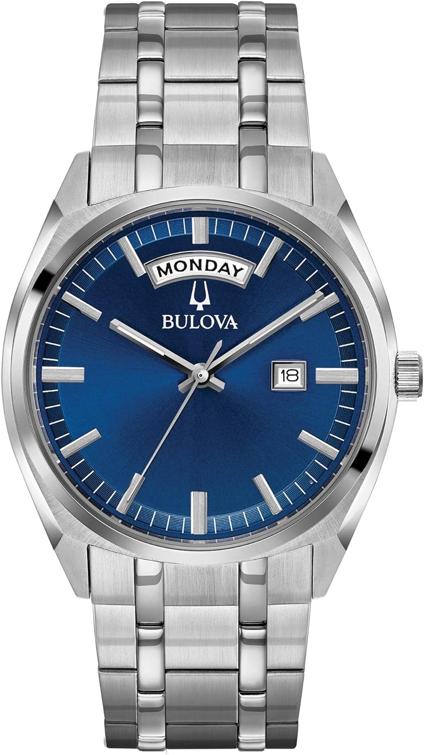 Bulova Men's Classic Surveyor 2-Hand Day/Date Quartz Watch, Luminous Hands, 39mm