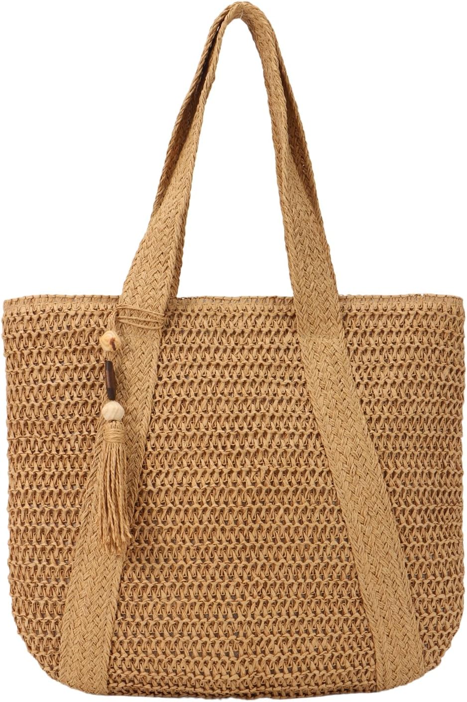 Straw Beach Tote Bag for Women,Raffia Woven Shoulder Handbags for Summer Vacation 2024