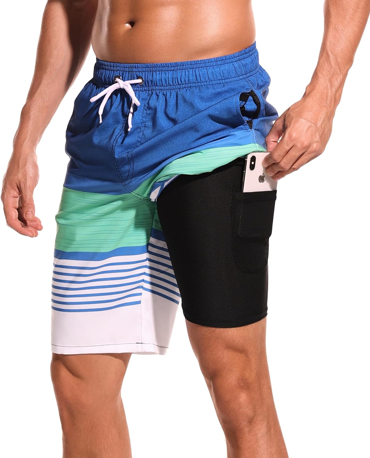 SILKWORLD Mens Swimming Shorts Quick Dry Beach Trunks Swimwear with Mesh Lining