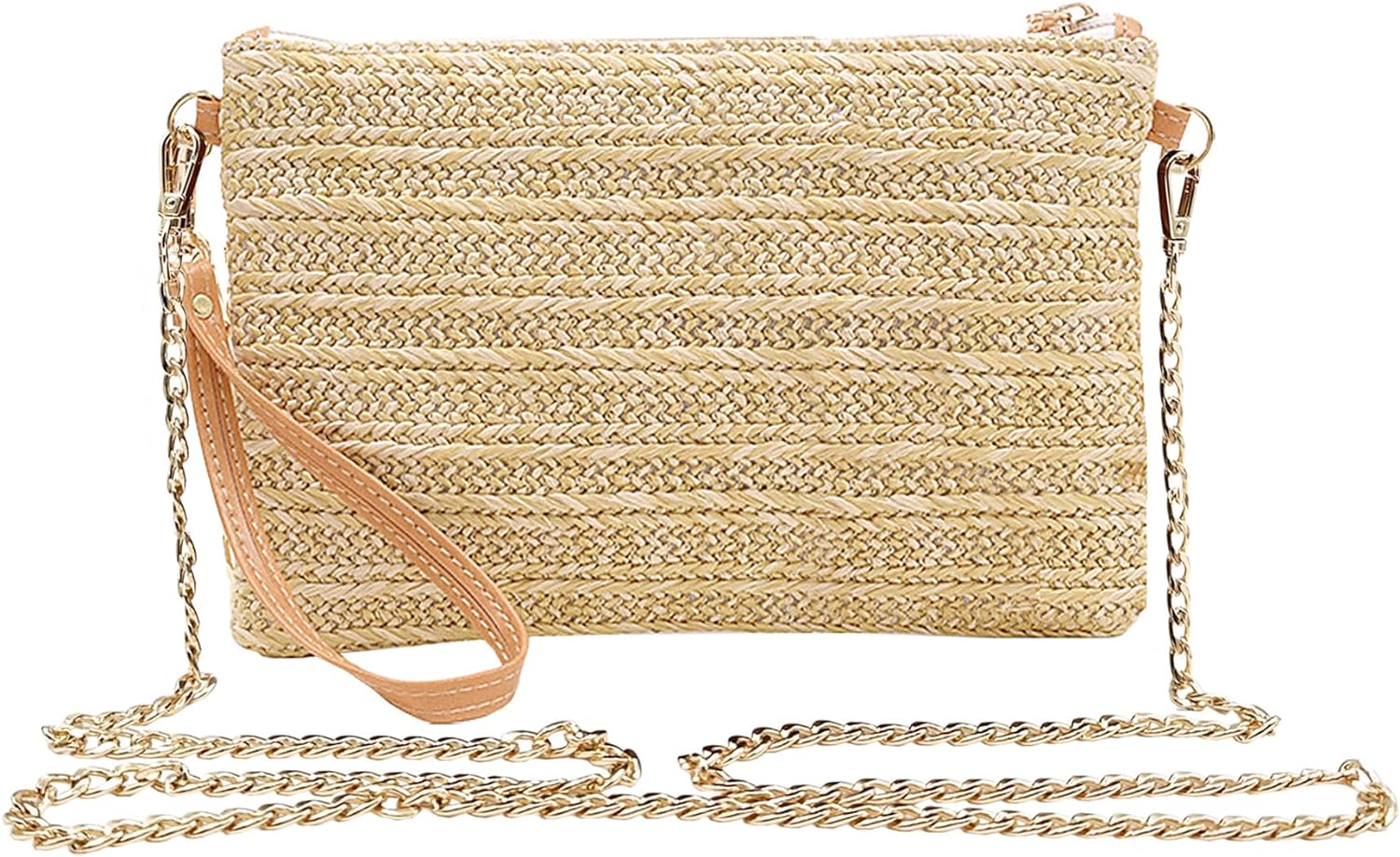 Beurlike Straw Clutch Purses for Women Beach Wristlet Wallet Small Cross body bag for Girls