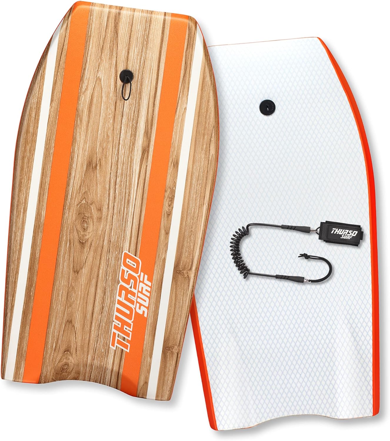 THURSO SURF Quill 42'' Bodyboard Lightweight Durable EPS Core IXPE Deck HDPE Slick Bottom FRP Stringer Crescent Tail Dual Channel Plastic Mesh with Double Stainless Steel Swivel Coiled Wrist Leash