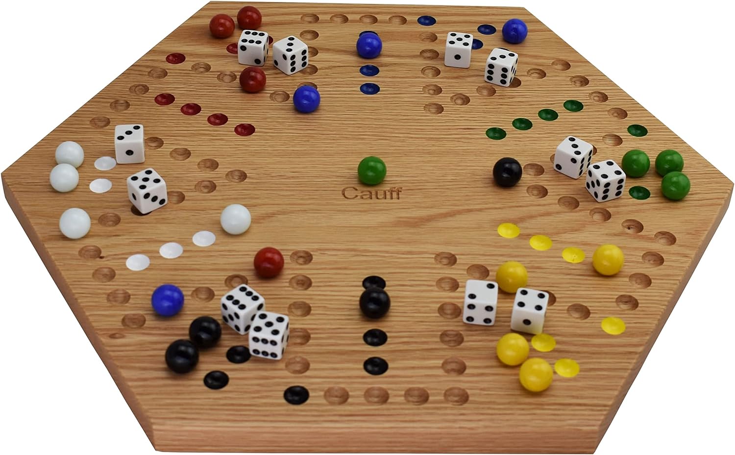 Solid Oak Double Sided Marble Board Game Hand Painted by Cauff (20 inch)