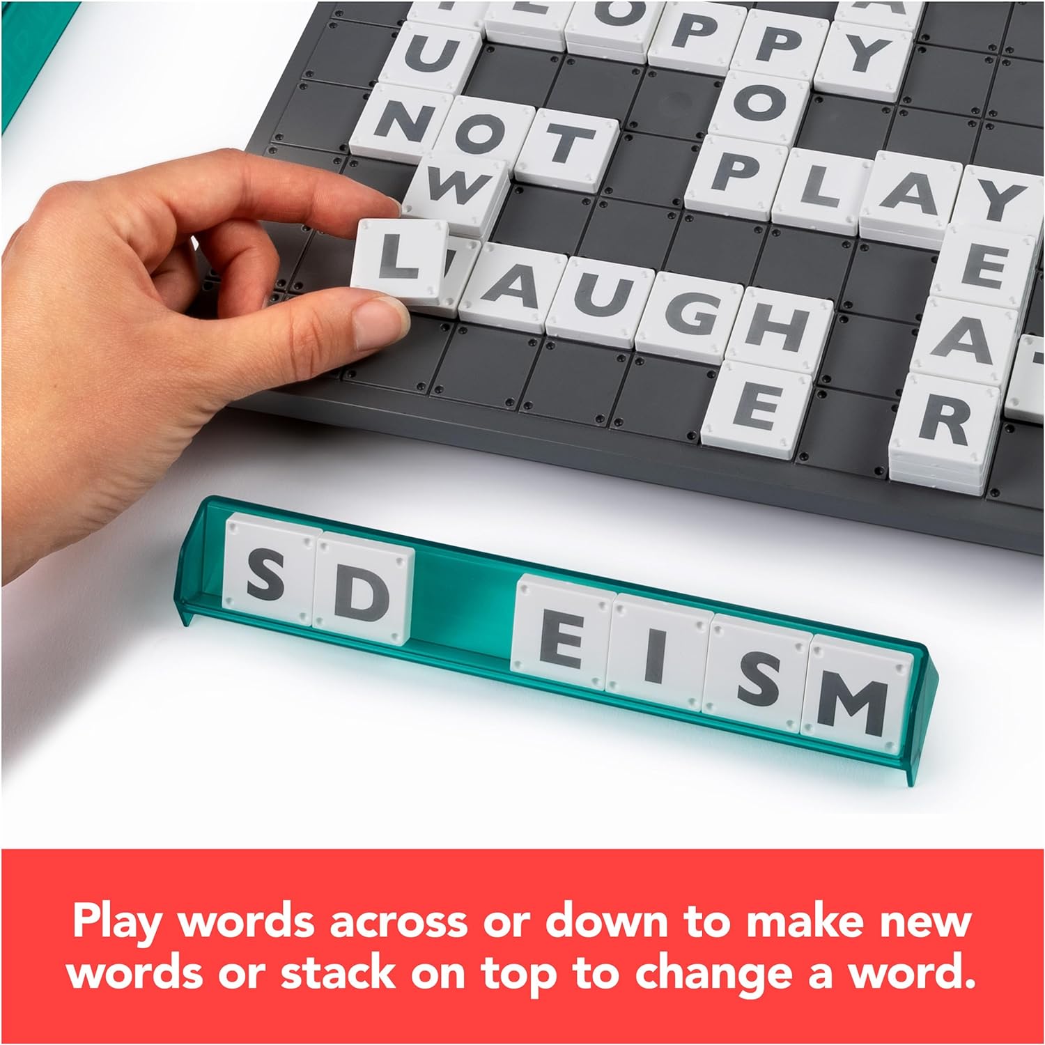 Upwords, Word Game with Stackable Letter Tiles & Rotating Game Board, New 2023 Version | Games for Family Game Night | Family Games, for Adults and Kids Ages 8 and up