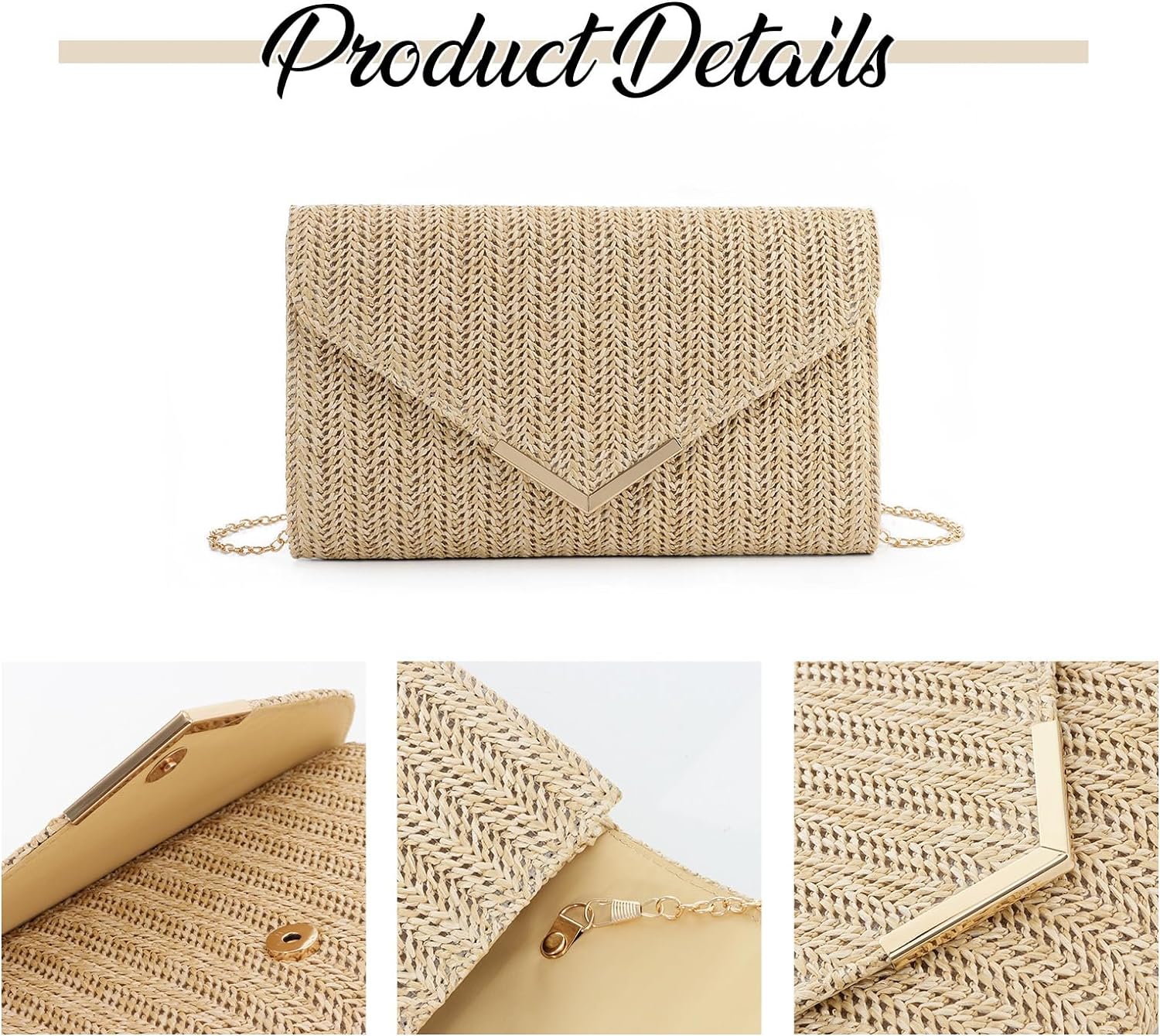 Straw Clutch Purse Raffia Rattan Summer Evening Bag Woven Beach Handbags for Women Wedding Vacation Travel Party 2024