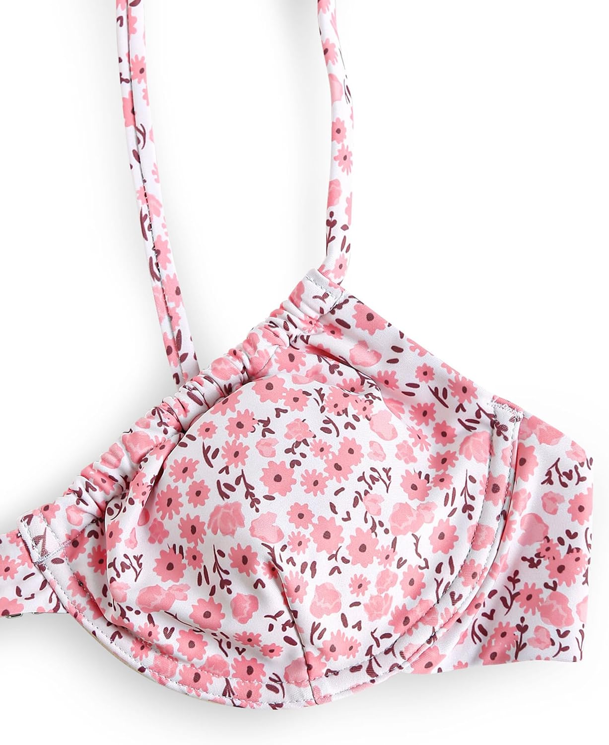 ZAFUL Women's Underwire Bikini Set Floral Print Adjustable Tie Self Swimsuit 2 Piece Bathing Suits Drawstring Swimwear