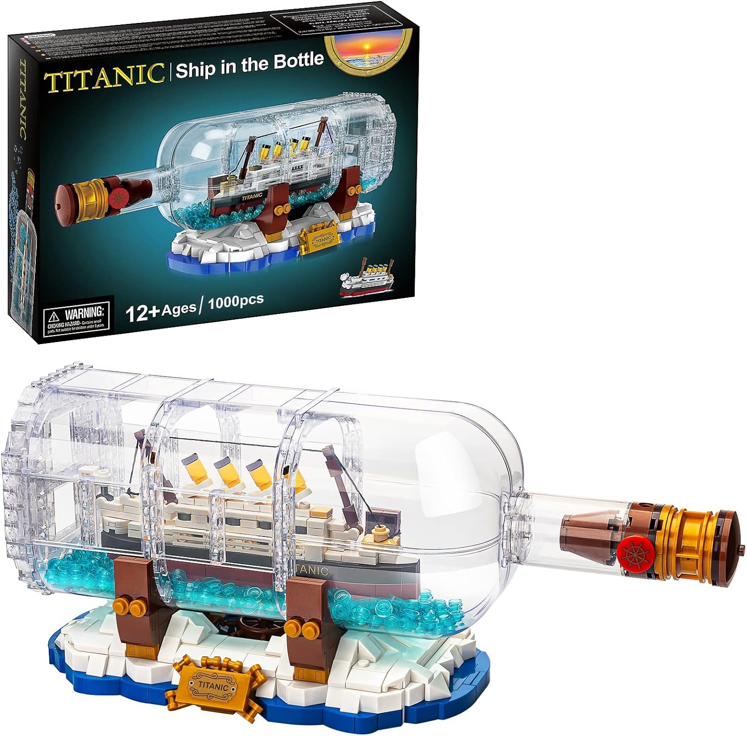 Titanic Ship in a Bottle Creator Expert Building Kit, Collectible Display Model Set, Creative Gift Toy for Adults and Teens Age 14+ (1000 Pieces)