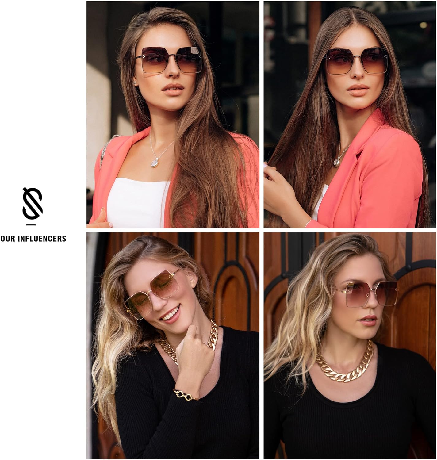 SOJOS Trendy Square Sunglasses Womens Big Oversized Designer Style UV Protection Sunnies Shades SJ1170