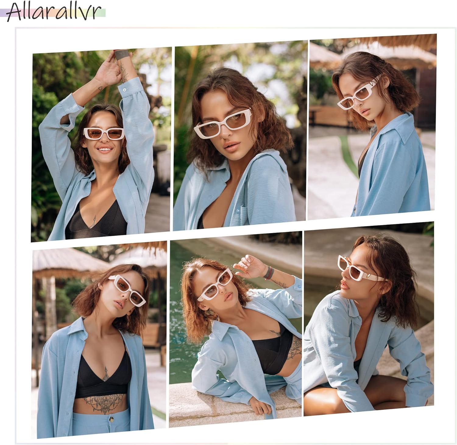 Allarallvr Rectangle Sunglasses for Women 90s Retro Trendy Y2K Classical Vintage Square Shades AR82037