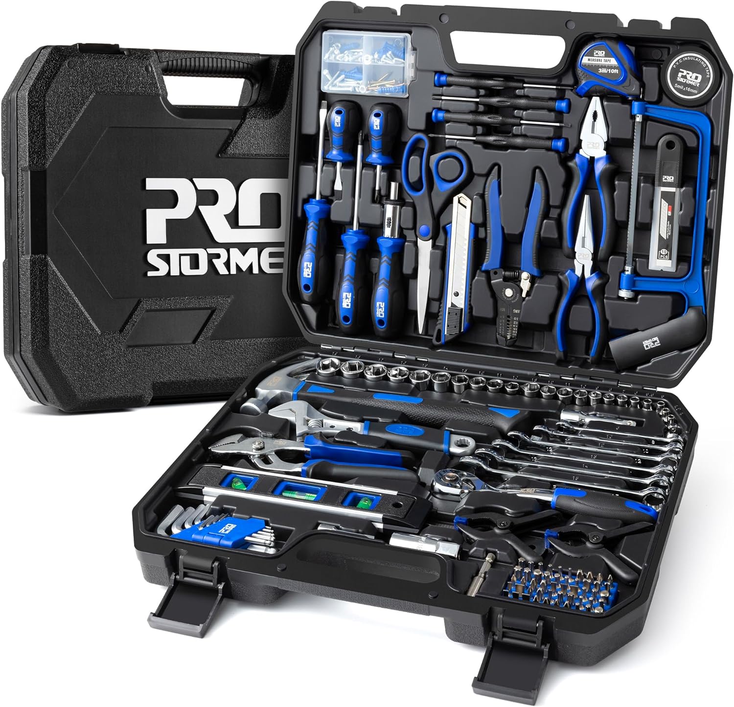 Prostormer 259-Piece Tool Set, General Home/Auto Repair Tool Kit with Plastic Storage Toolbox, Complete Household Tool Box with Essential Tools for Men and Women