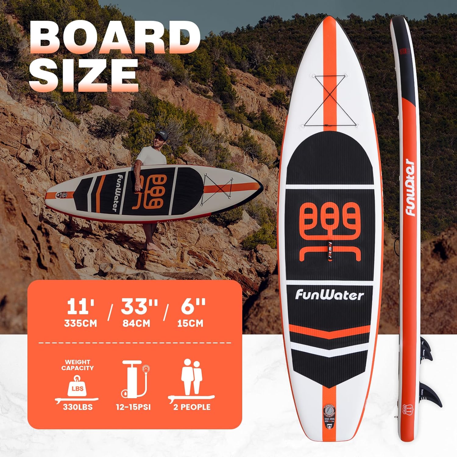 FunWater Stand Up Paddle Board Ultra-Light Inflatable Paddleboard with ISUP Accessories for Adults & Youth of All Skill Levels