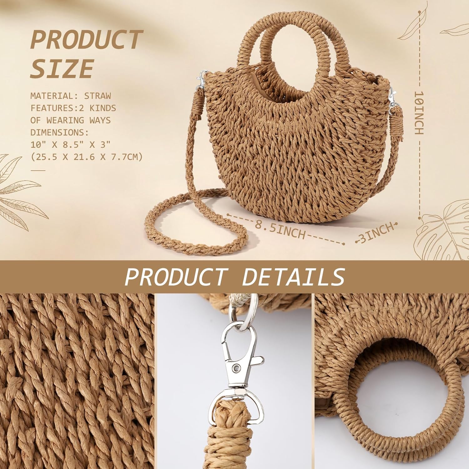 Straw Clutch Purses for Women Woven Straw Beach Sea Handbag Tote Bags for Summer