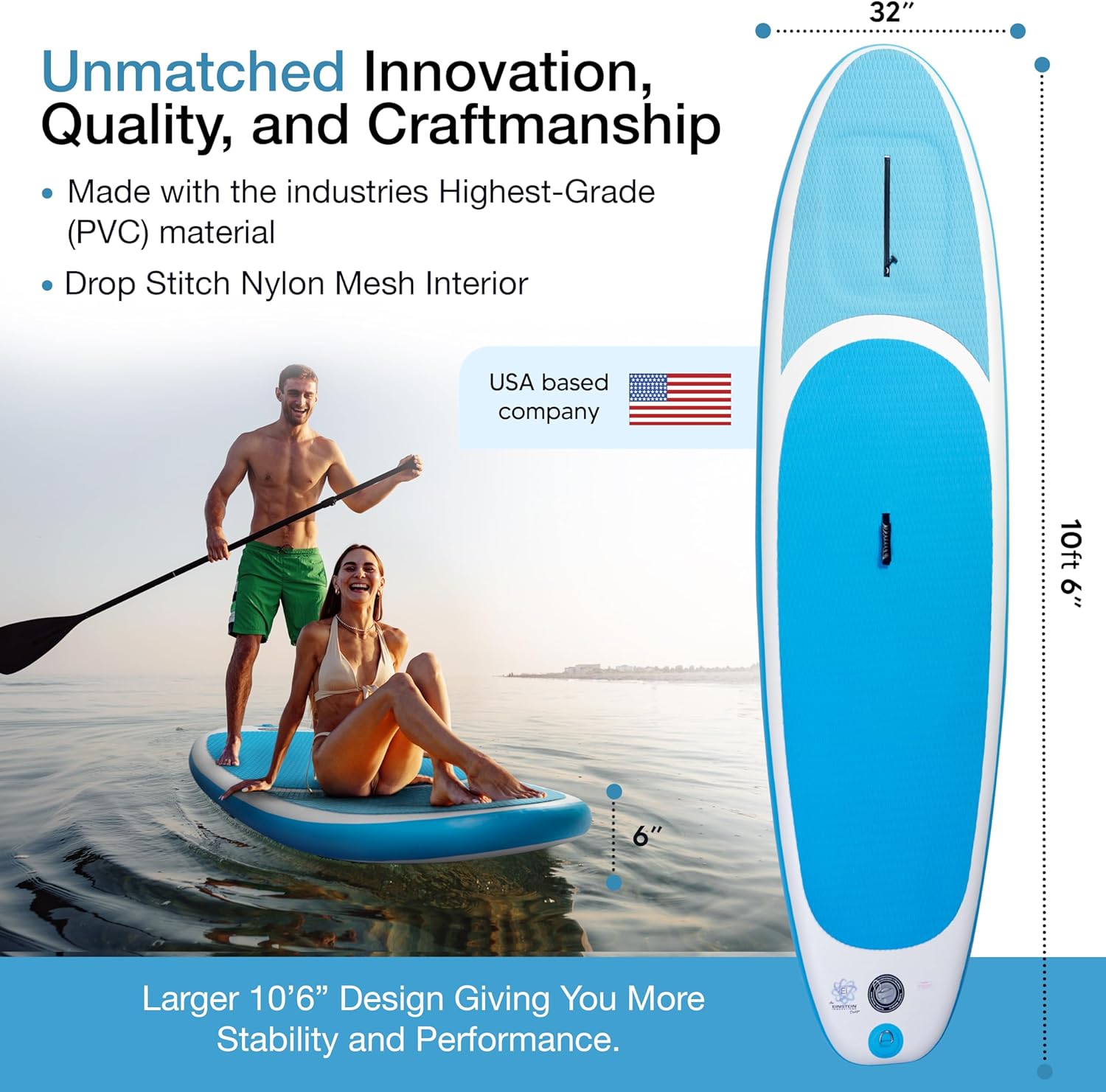 Ei Inflatable Stand Up Paddle Board with Built-in Cooler/Storage, 10’6” Premium Paddleboard with Accessories & Sup Carry Bag, Stand Up Paddle Boards for Youth & Adults