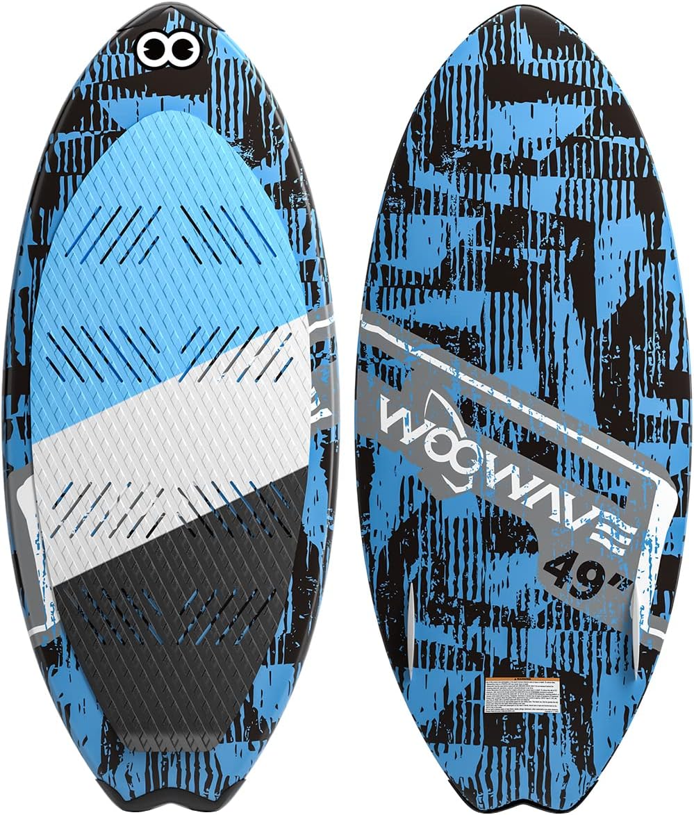 Wakesurf Board 49 inch with 2 Removeable Tail Fins, Light EPS Core and EVA Traction Pads Perfect Surfing for Kids Adults Beginners