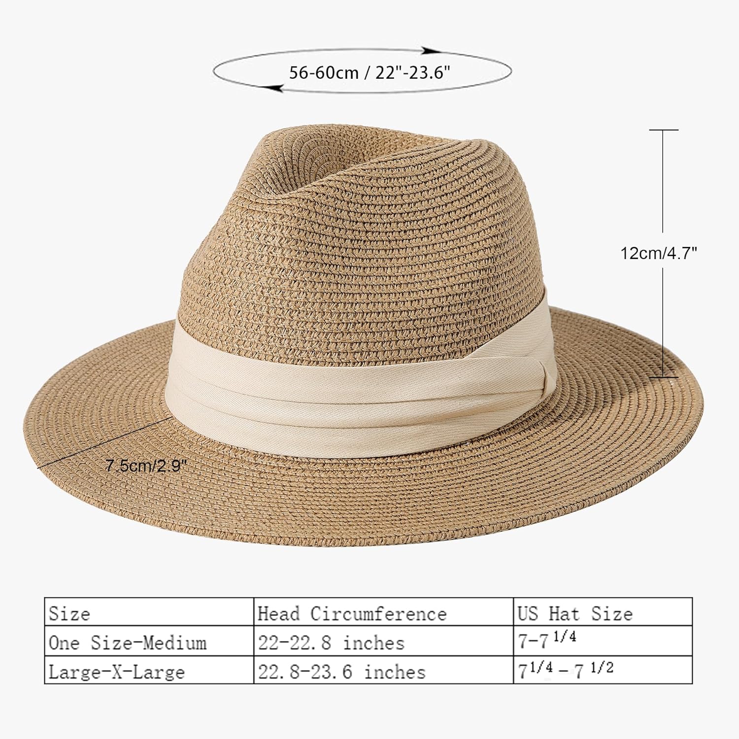 Lanzom Women Wide Brim Straw Panama Roll up Hat Fedora Beach Sun Hat UPF50+