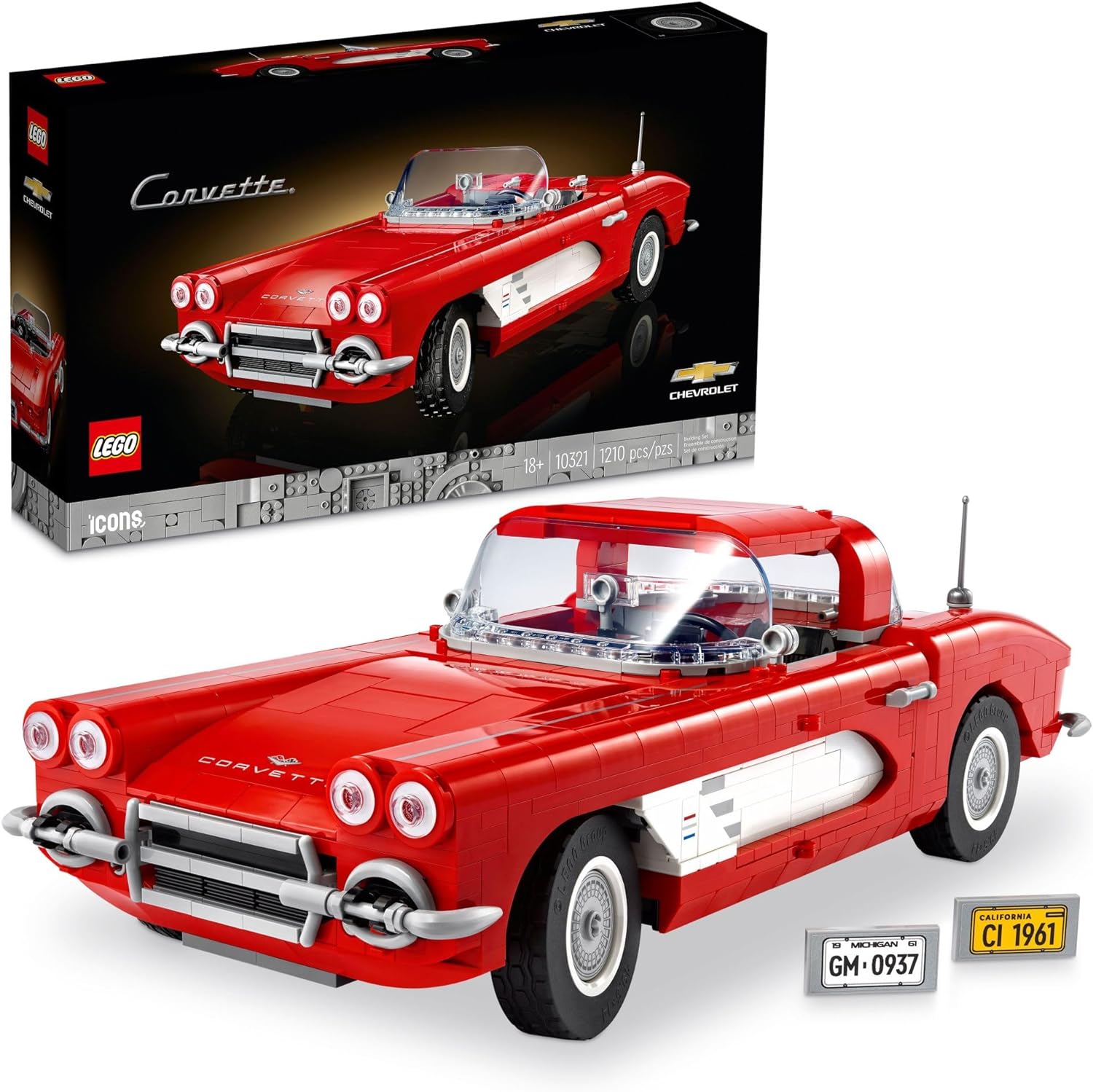 LEGO Icons Corvette Classic Car Model Building Kit for Adults, Great Gift for Father's Day, Build and Display This Replica of an Iconic American Car, Graduation Gift for Classic Car Lovers, 10321