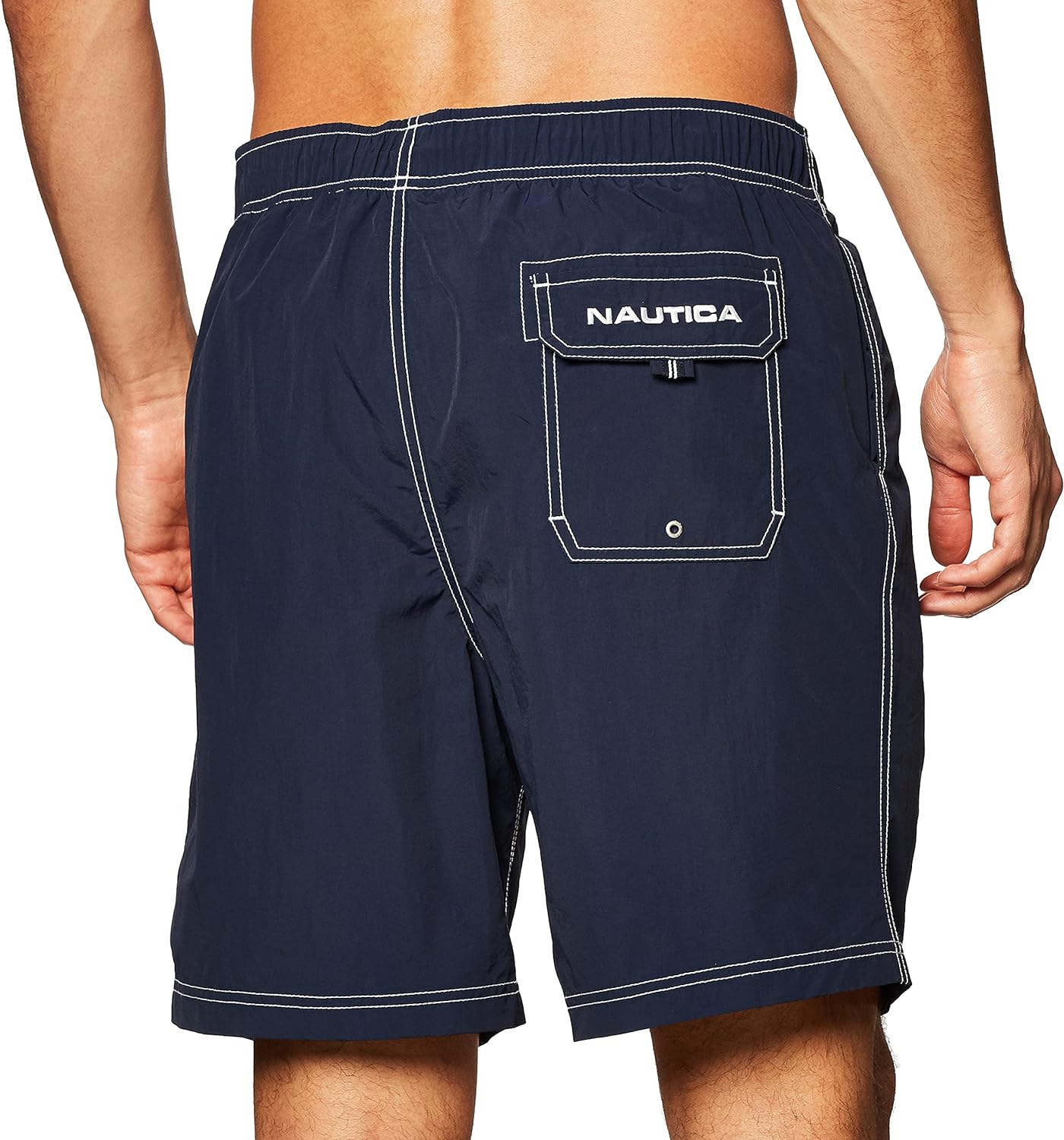 Nautica Men's Solid Quick Dry Classic Logo Swim-Trunk