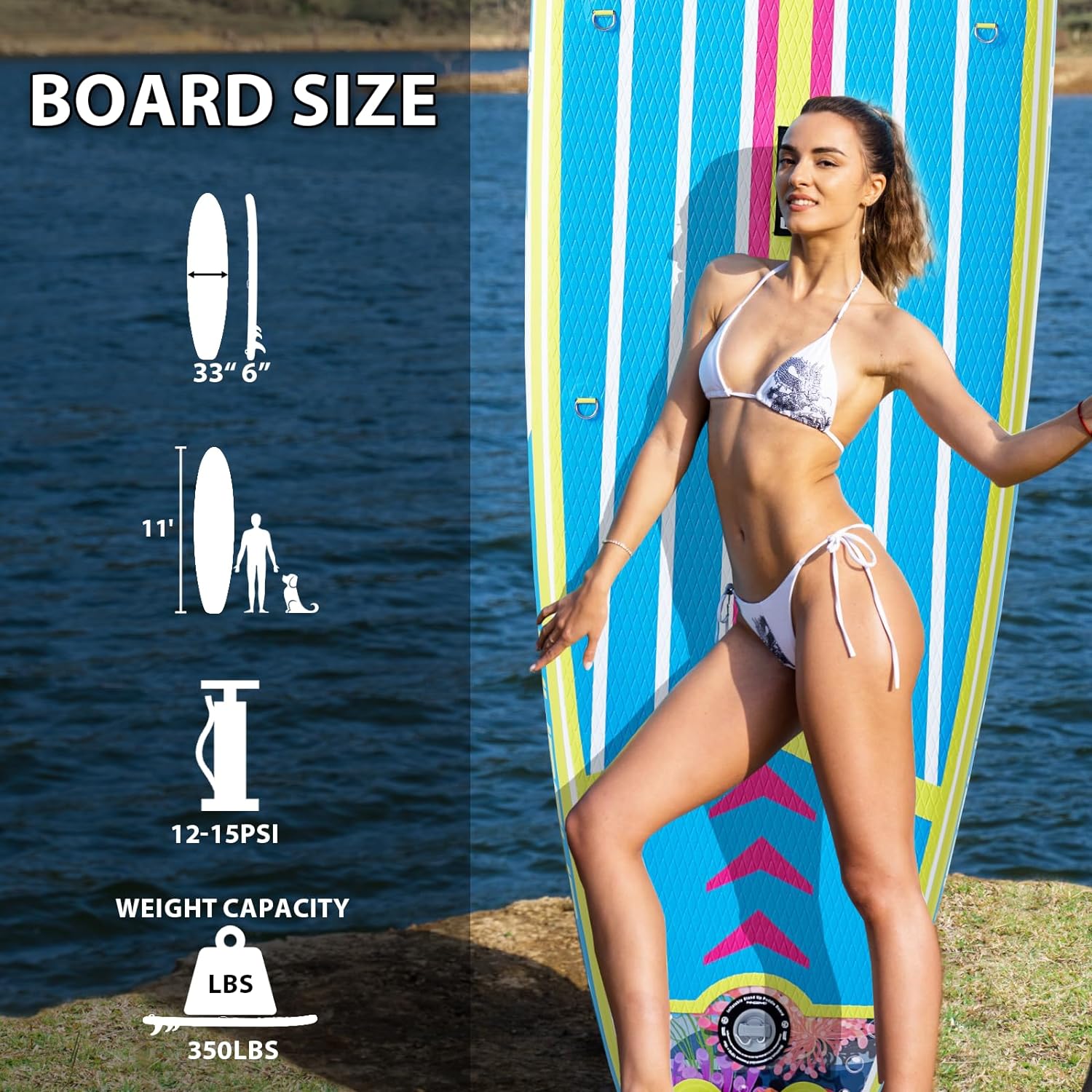 Inflatable Stand Up Paddle Board 11' × 33" × 6", Yoga Board with Durable SUP Accessories for Adults & Youth, Versatile Paddle Board