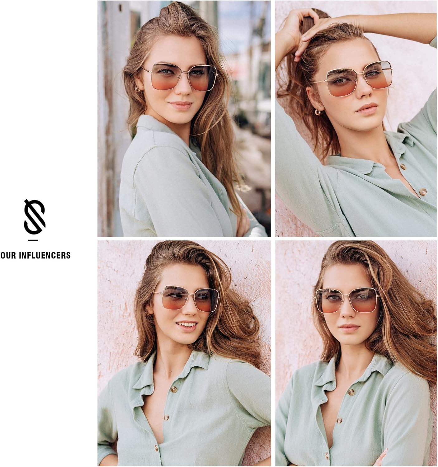 SOJOS Classic Square Oversized Sunglasses for Women Big Large Designer Style Sunnies SJ1082