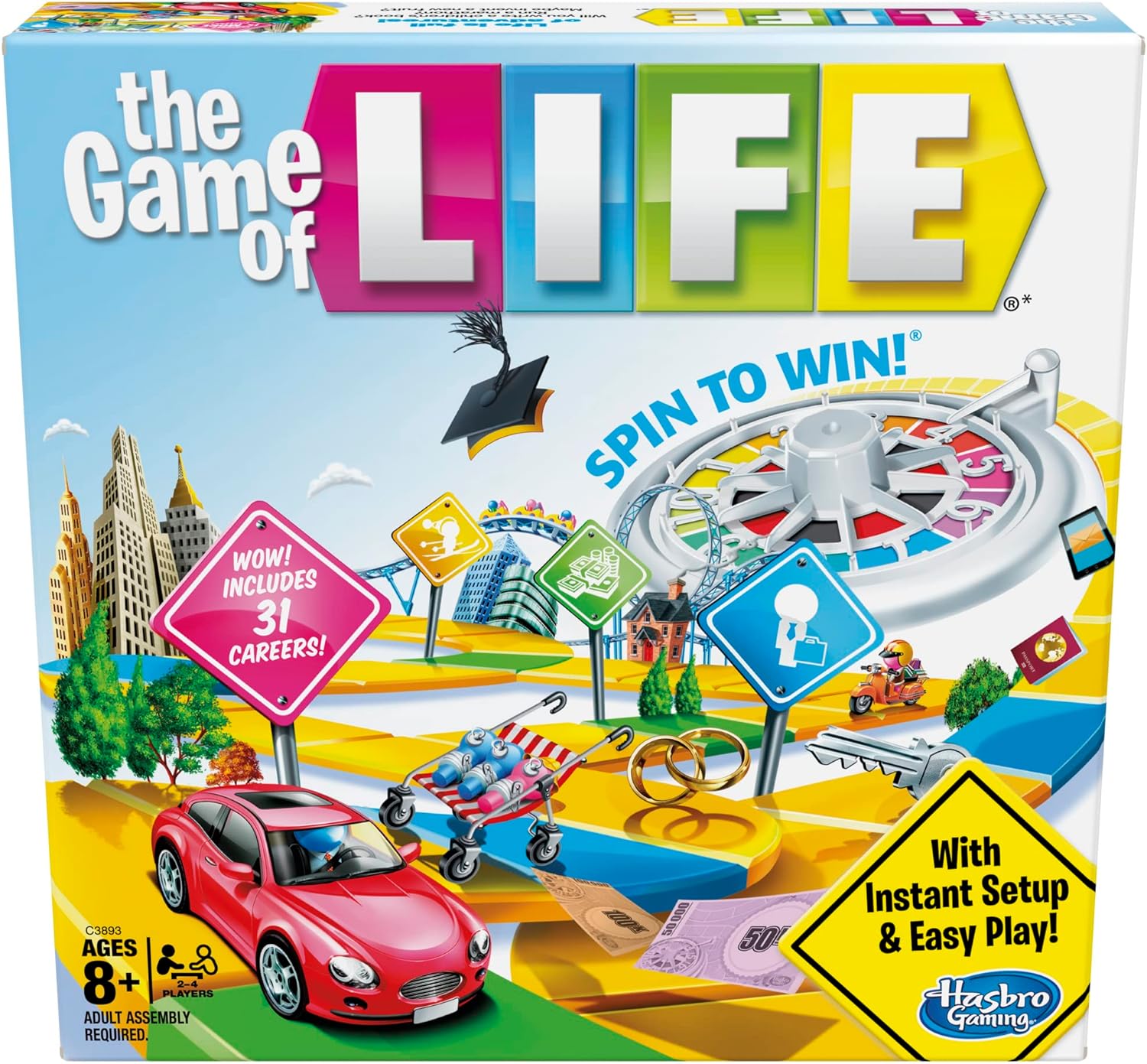 Hasbro Gaming The Game of Life Board Game, Family Games for Kids Ages 8+, Includes 31 Careers, Family Board Games for 2-4 Players, Family Gifts (Amazon Exclusive)