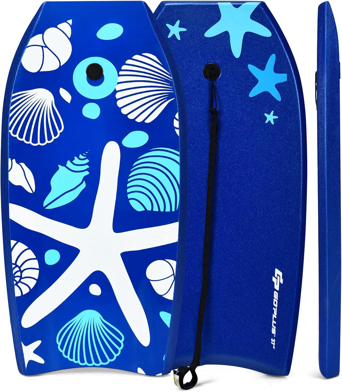 Goplus Boogie Boards for Beach, 33 inch/37 inch/41 inch Lightweight Body Board w/ Wrist Leash, Superior Buoyancy EPS Core & HDPE Slick Bottom, Surfboard for Kids Teens Adults Surfing