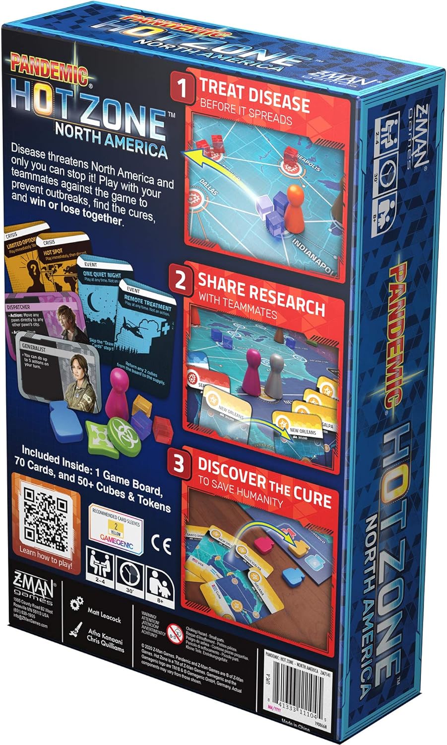 Pandemic Hot Zone: North America Board Game - Unite to Save The Continent! Cooperative Strategy Game for Kids and Adults, Ages 8+, 2-4 Players, 30 Minute Playtime, Made by Z-Man Games