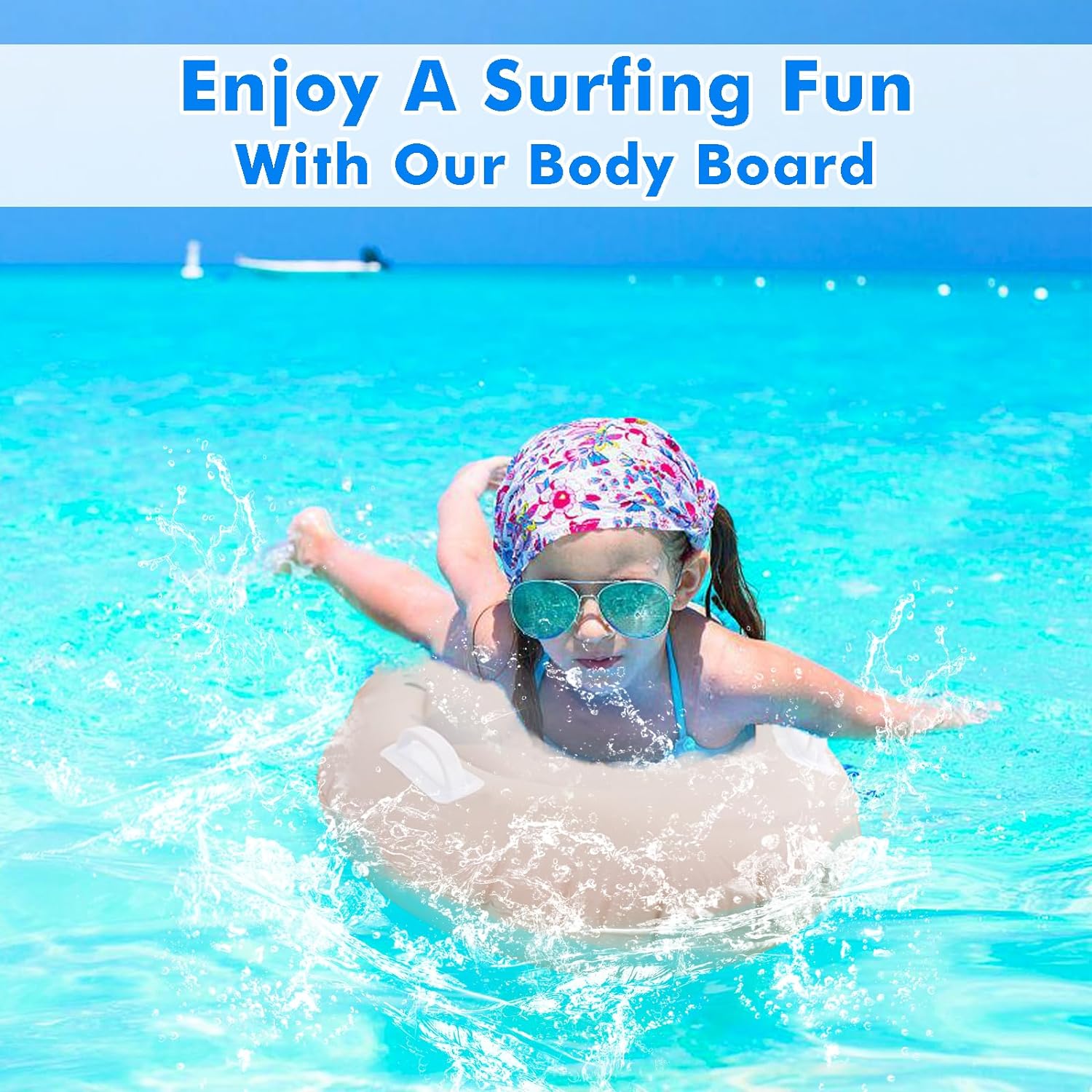 Inflatable Surf Body Board with Handles, Boogie Boards for Beach,Portable Swimming Surfboard for Kids Learning Surfing & Swimming，Lightweight Swiming Surf Board for Summer Floating Fun-Bear Head