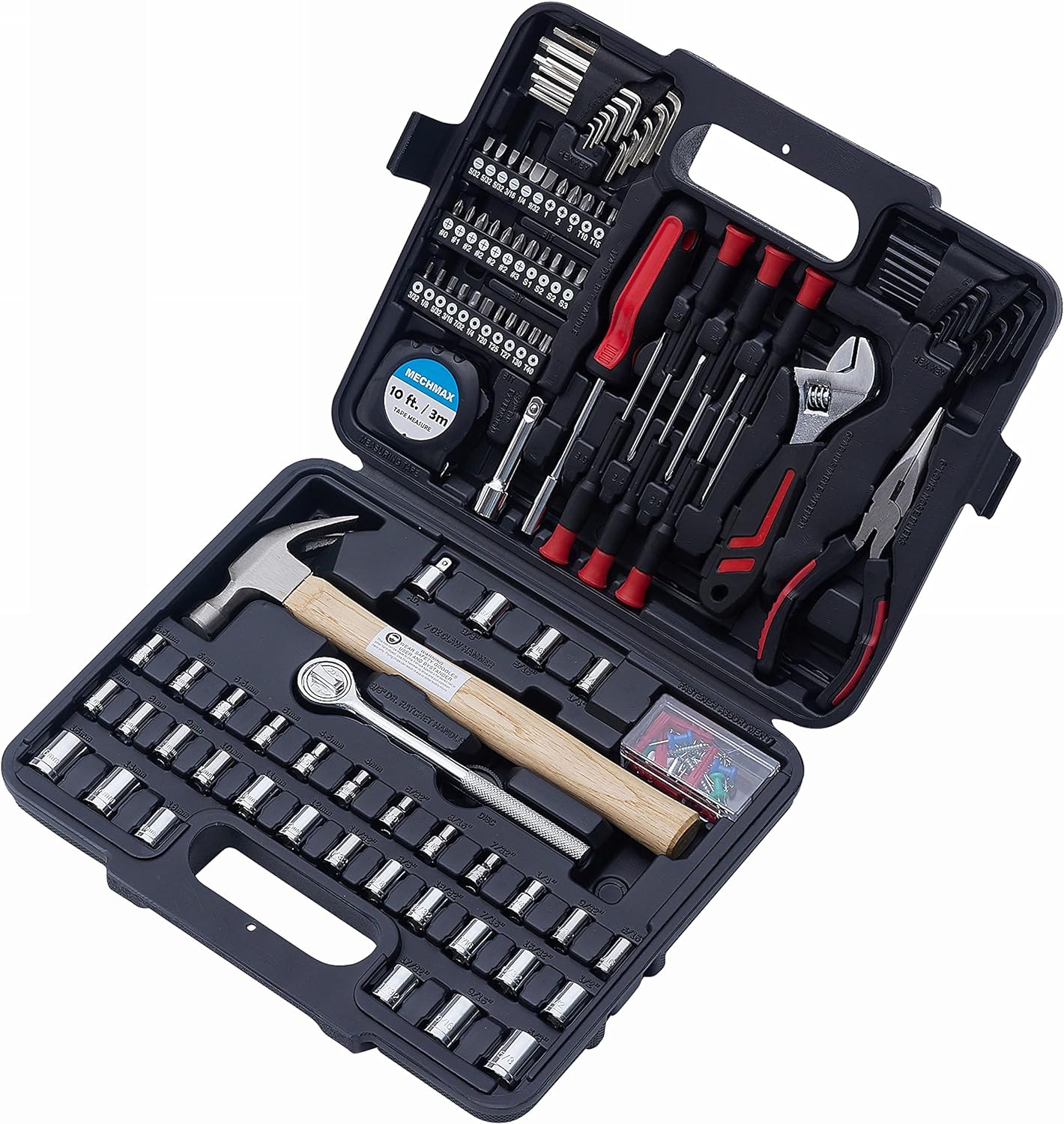 149 Piece MECHMAX Home Repair Tool Set with Tool Box Storage Case, for Household, Garage, Car, Apartment, Office, Dorm, New House, Back to School, and as A Gift