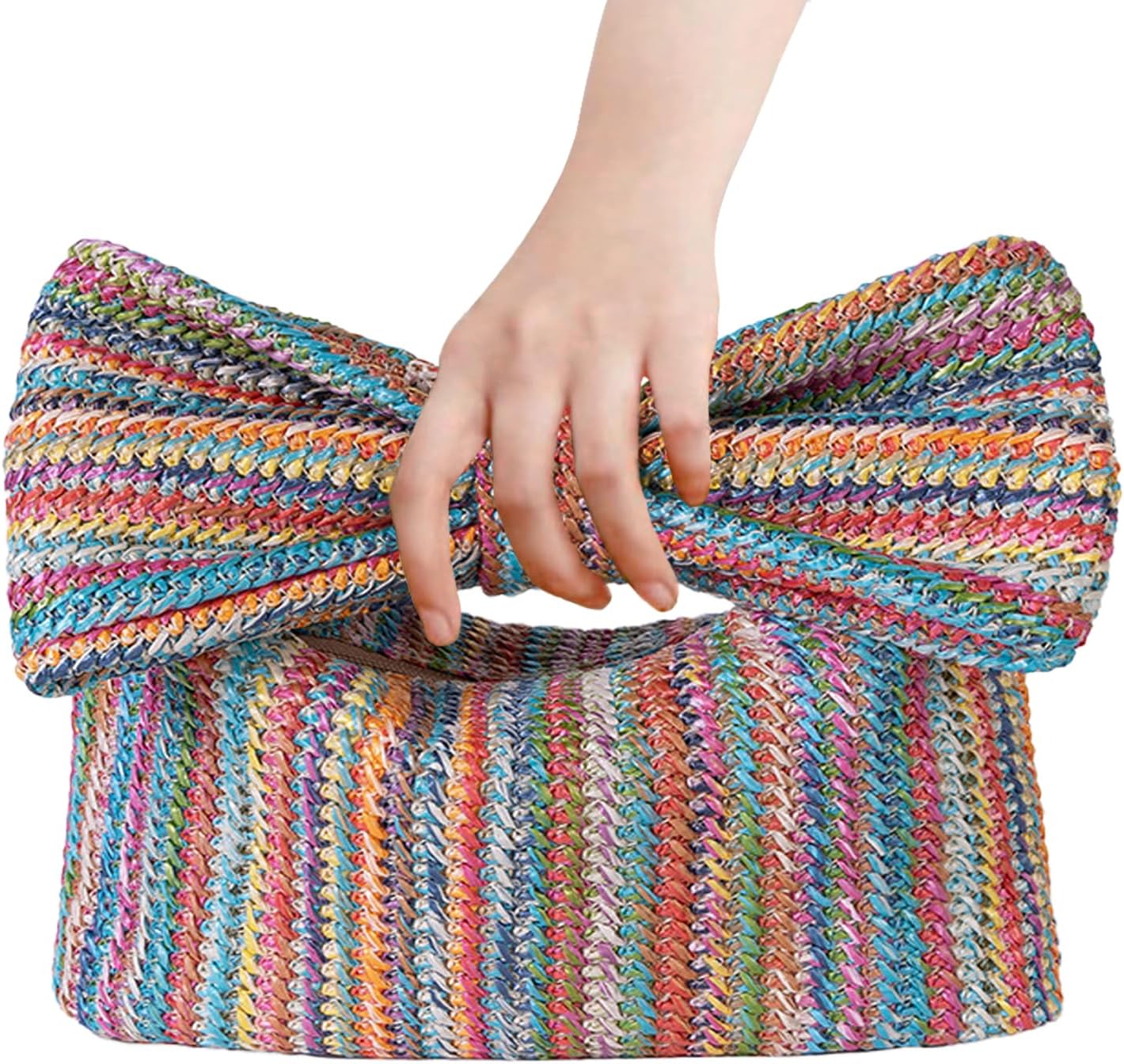 Straw Bow purse Summer Clutch Purses for Women 2024 Straw Handbag Vacation Clutch for Beach Party Vacation Wedding