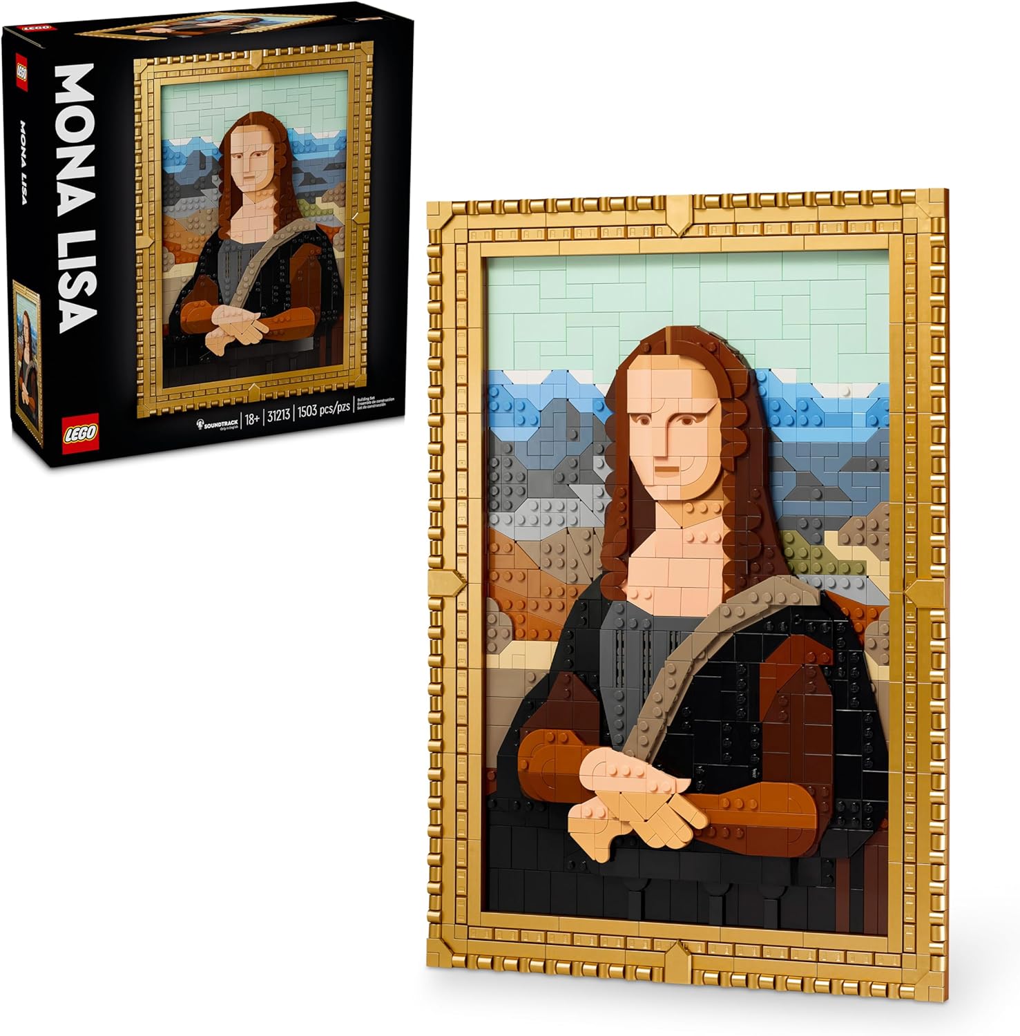 LEGO Art Mona Lisa Panting, Leonardo da Vinci Artwork for Build and Display, Home Decor Idea, Wall Art Building Set for Adults, Creative Activity Gift for Men, Women and Art Lovers, 31213