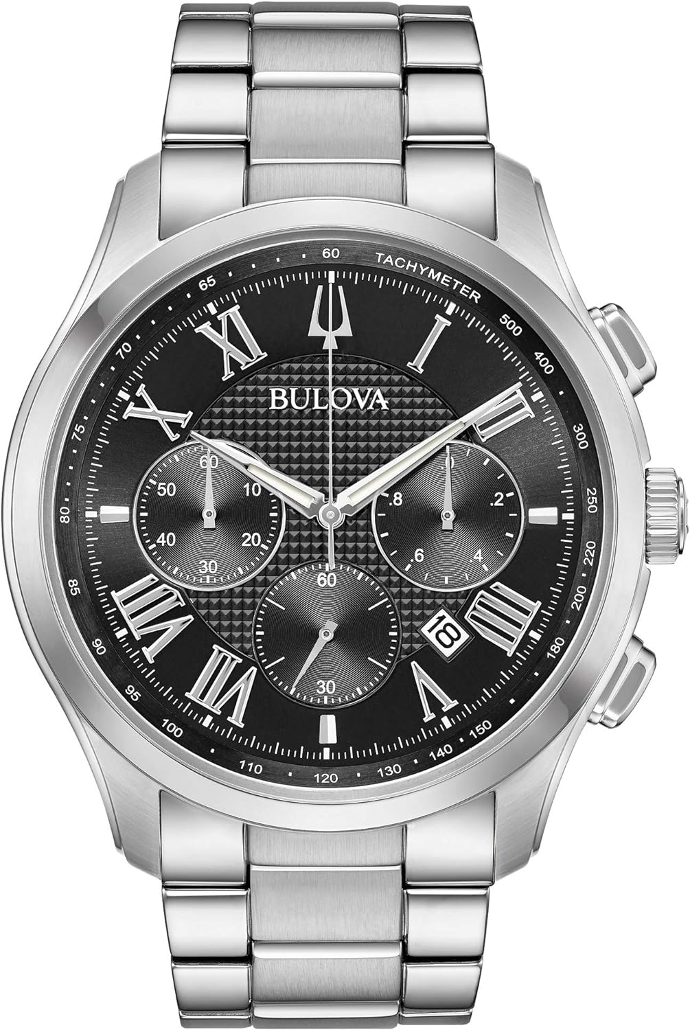 Bulova Men's Classic Wilton 3-Hand 21-Jewel Watch, 60 Hour Power Reserve, Luminous Hands, Open Aperture, Roman Numeral Markers Domed Sapphire Crystal, 43mm