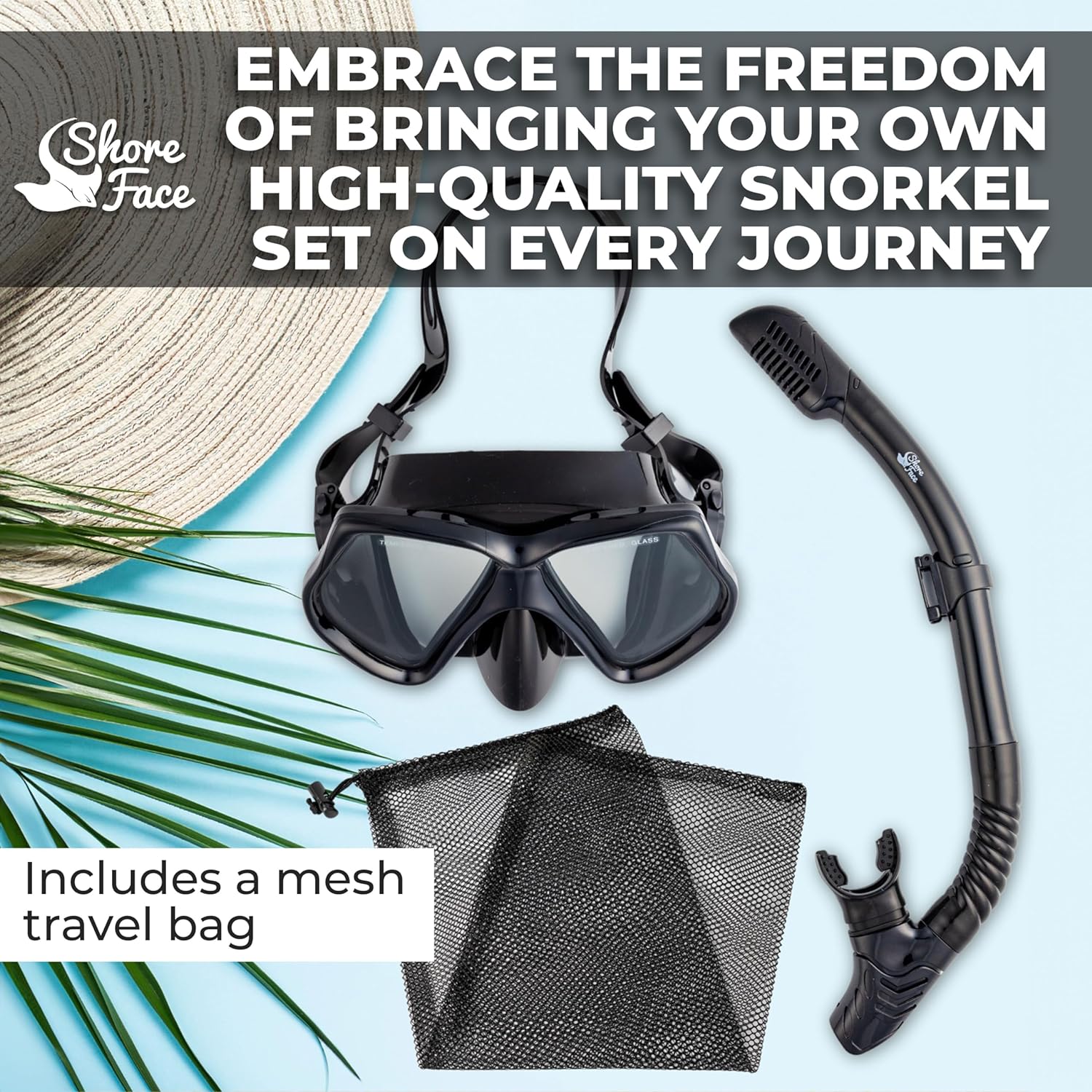 Snorkel Set – Diving Mask and Dry Snorkel Set – Anti-Fog Scuba Mask – Panoramic Wide-View Adult Snorkel Set – Snorkeling Mask for Adults – Scuba Diving Gear for Men and Women