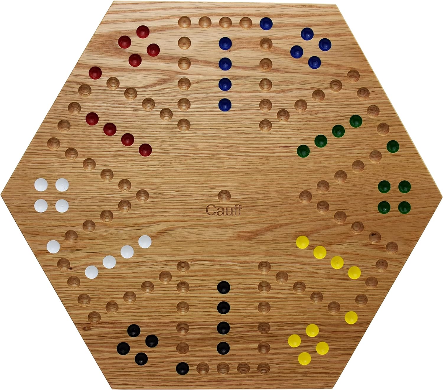 Solid Oak Double Sided Marble Board Game Hand Painted by Cauff (20 inch)