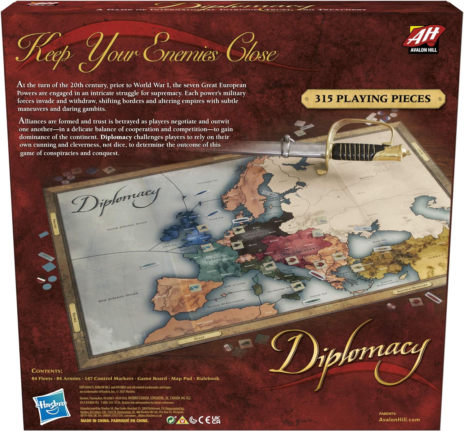 Hasbro Gaming Avalon Hill Diplomacy Cooperative Board Game, European Political Themed Strategy Game, Ages 12 and Up, 2-7 Players