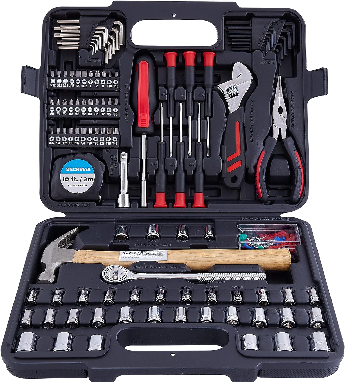 149 Piece MECHMAX Home Repair Tool Set with Tool Box Storage Case, for Household, Garage, Car, Apartment, Office, Dorm, New House, Back to School, and as A Gift