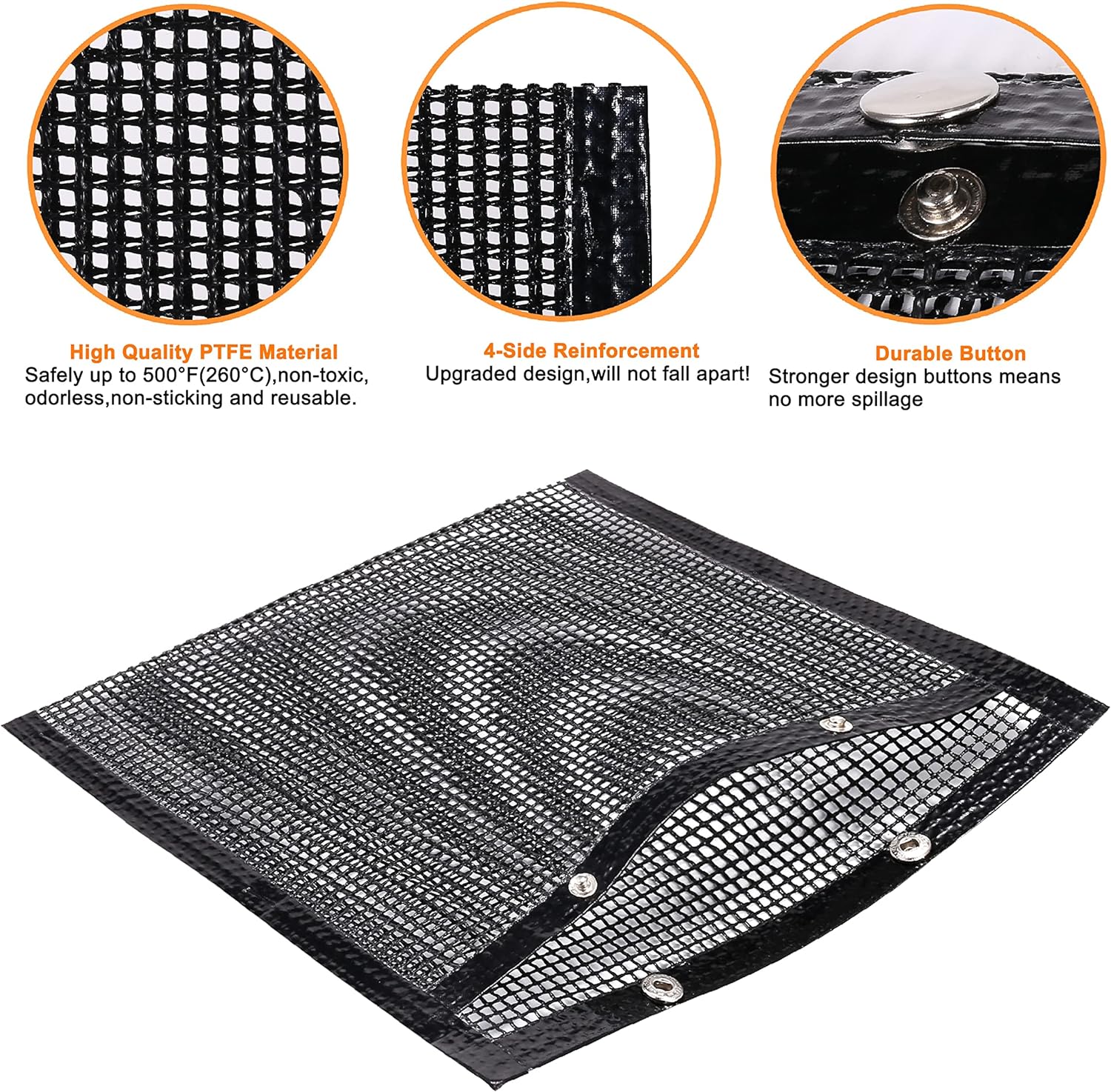 BBQ Mesh Grill Bags for Outdoor Grill Reusable, 3 PCS Non-Stick Barbecue Bags for Charcoal Gas Electric Grills Smokers BBQ Veggie Grill Bags for Cooking Vegetables Grilling Bag Pouches Heat-Resistant