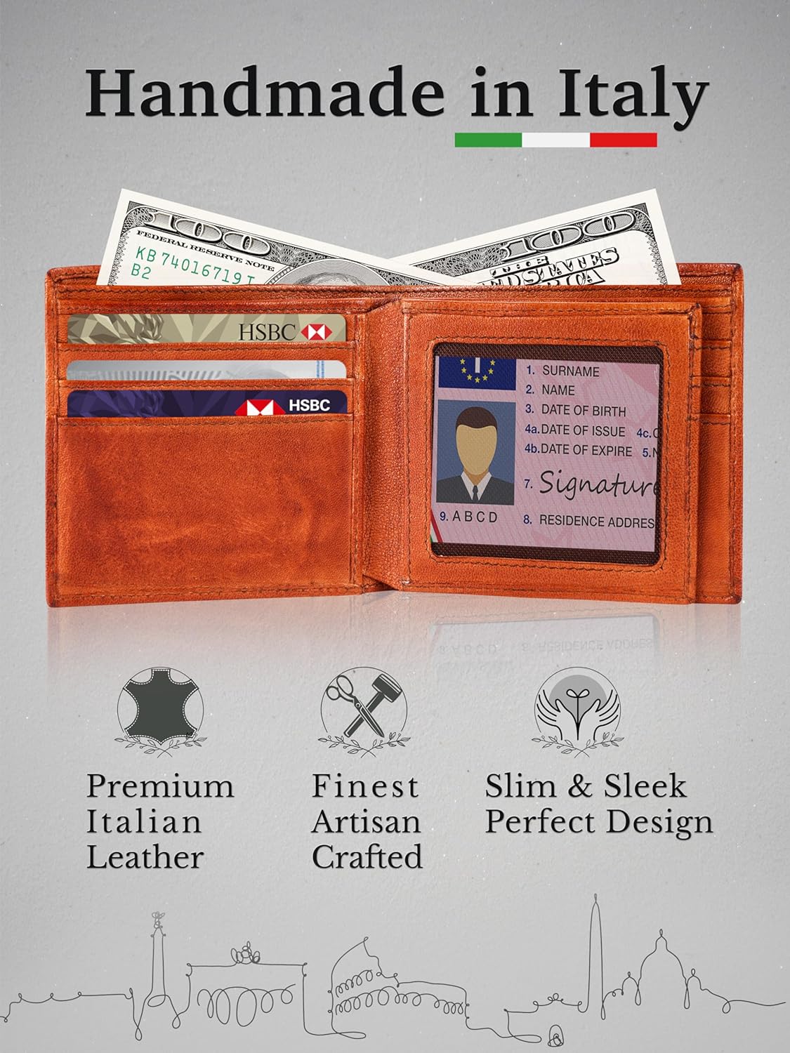 CALGARI® Italian Luxury Leather Wallets For Men | Bifold