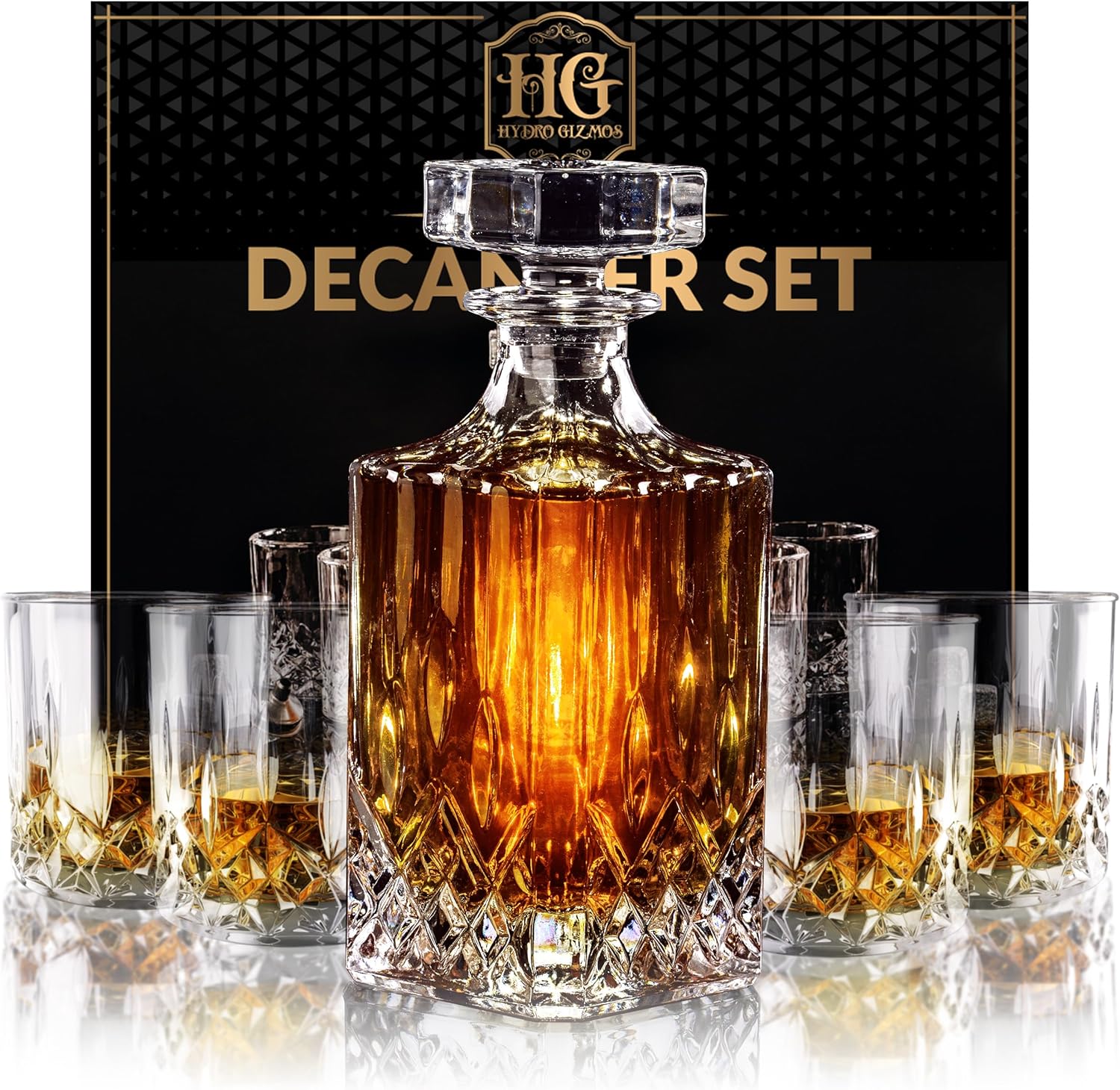 Luxury Gift For Men – Whiskey Decanter Set For Beloved Husband Or Dad Birthday Gift – 4 Whiskey Glasses And Decanter Set Is a Great Gift Idea for Whisky, Bourbon, or Scotch lovers