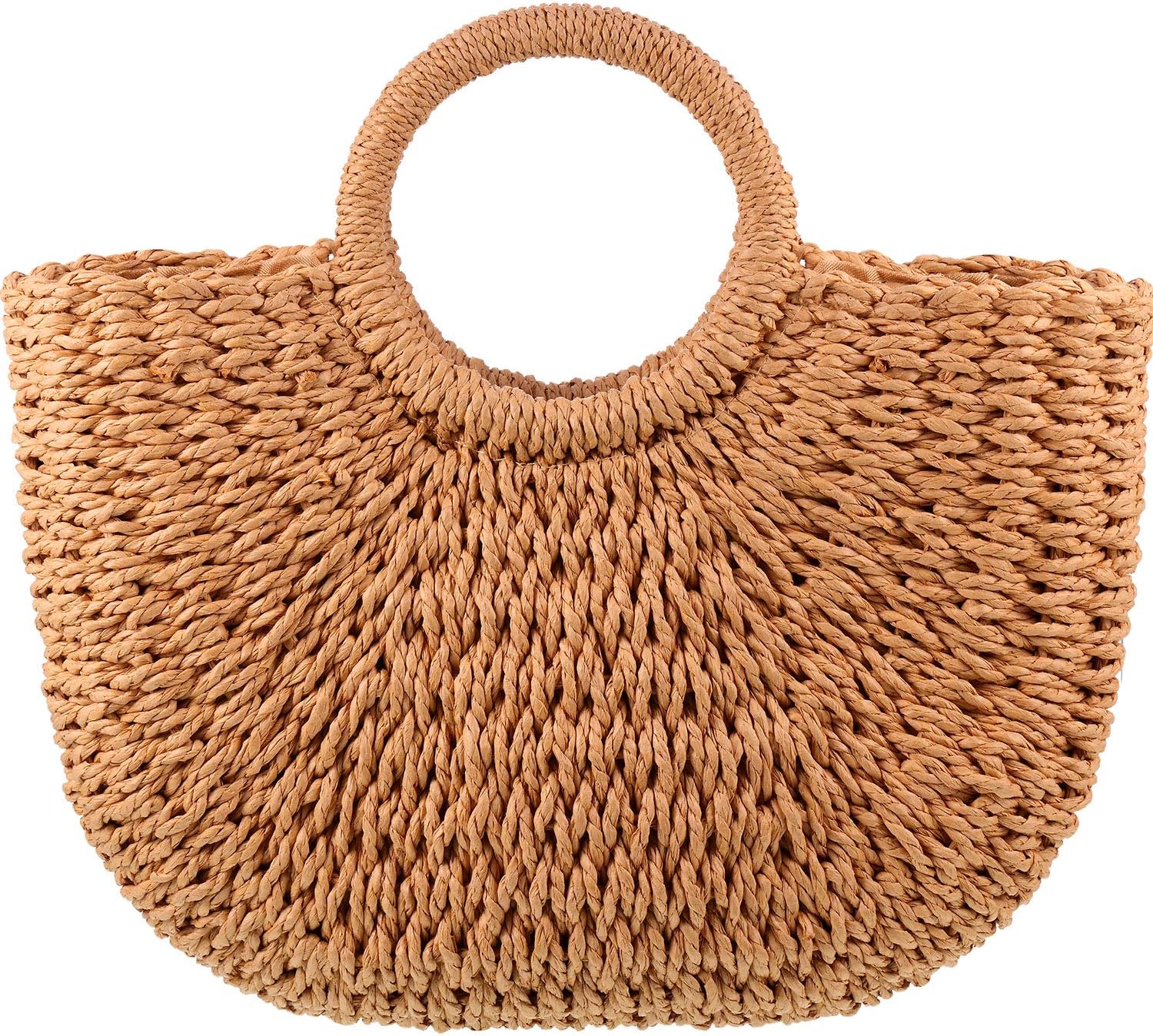 Straw Tote Bag Summer Beach Bag Handmade Straw Rattan Woven Handbag for Women Travel