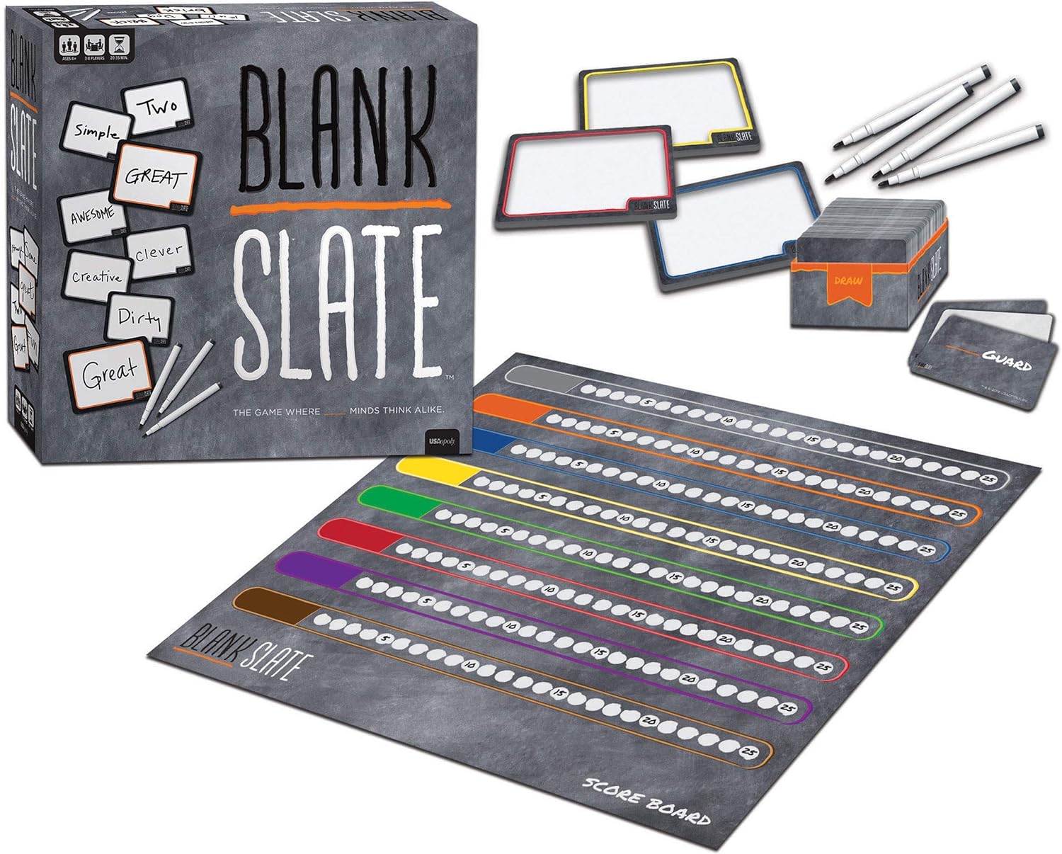 BLANK SLATE™ - The Game Where Great Minds Think Alike | Fun Family Friendly Word Association Party Game, 3 to 8 players, Black-88