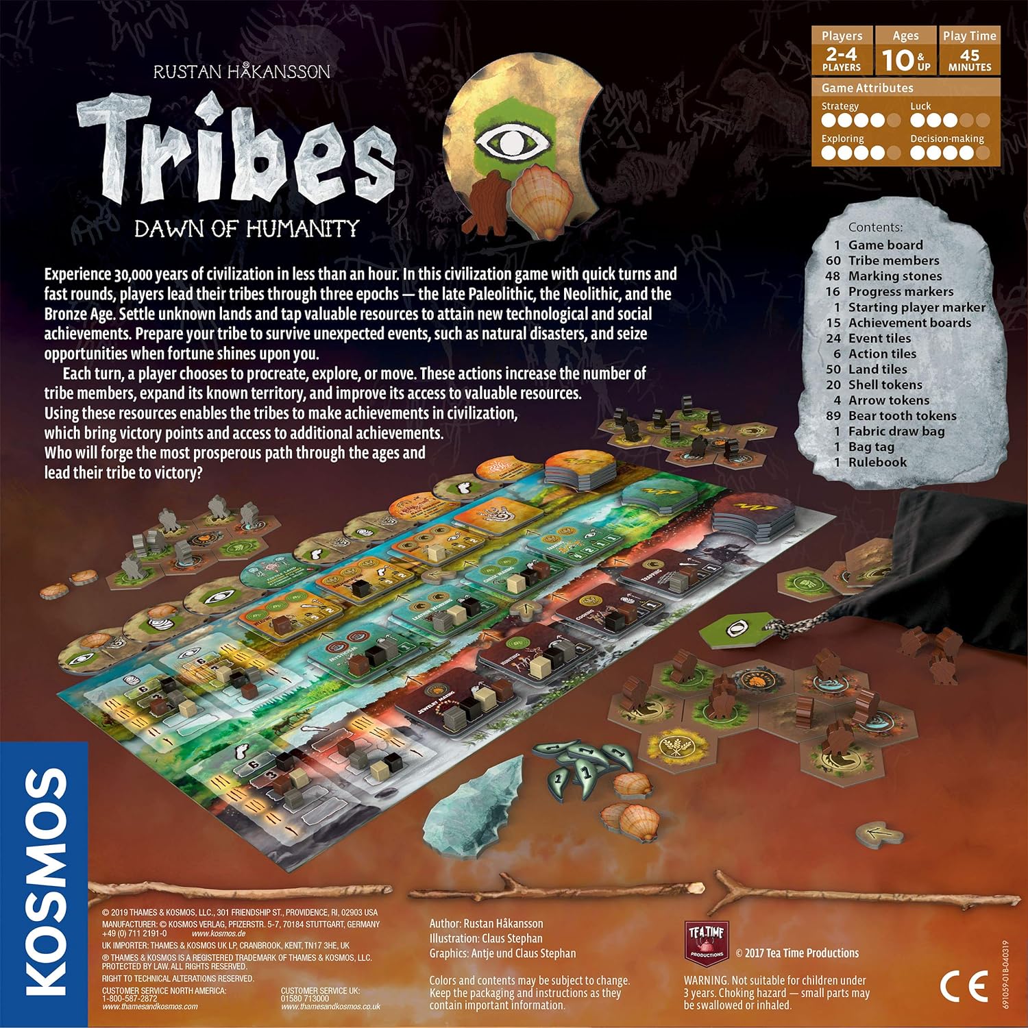 Thames & Kosmos Tribes: Dawn of Humanity - A Kosmos Game from A Civilization Game for 2-4 Players, Civ Building, Designer Rustan Håkansson, Ages 10+