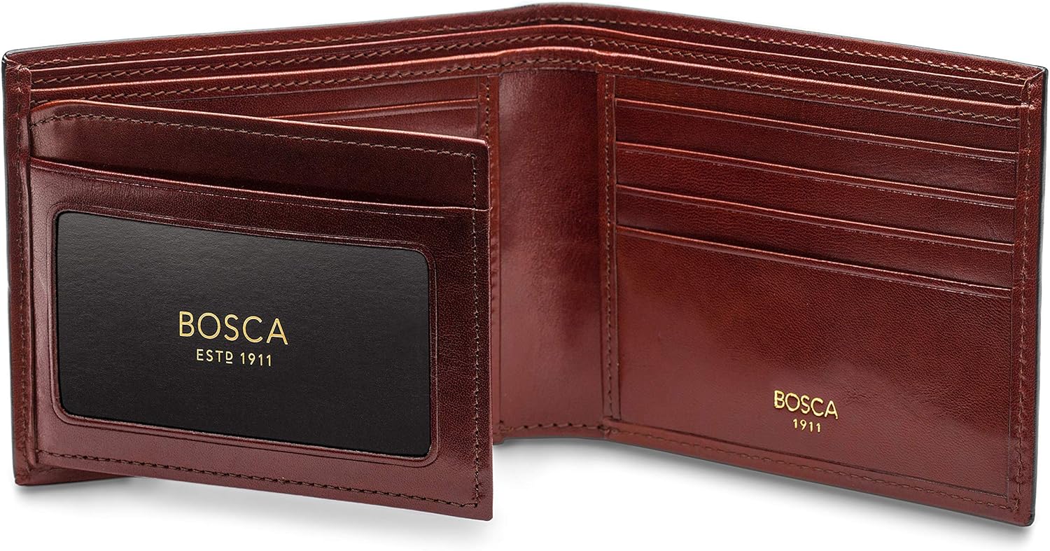 Bosca Men's Wallet, Old Leather Continental Bifold Wallet with I.D. Flap, Dark Brown