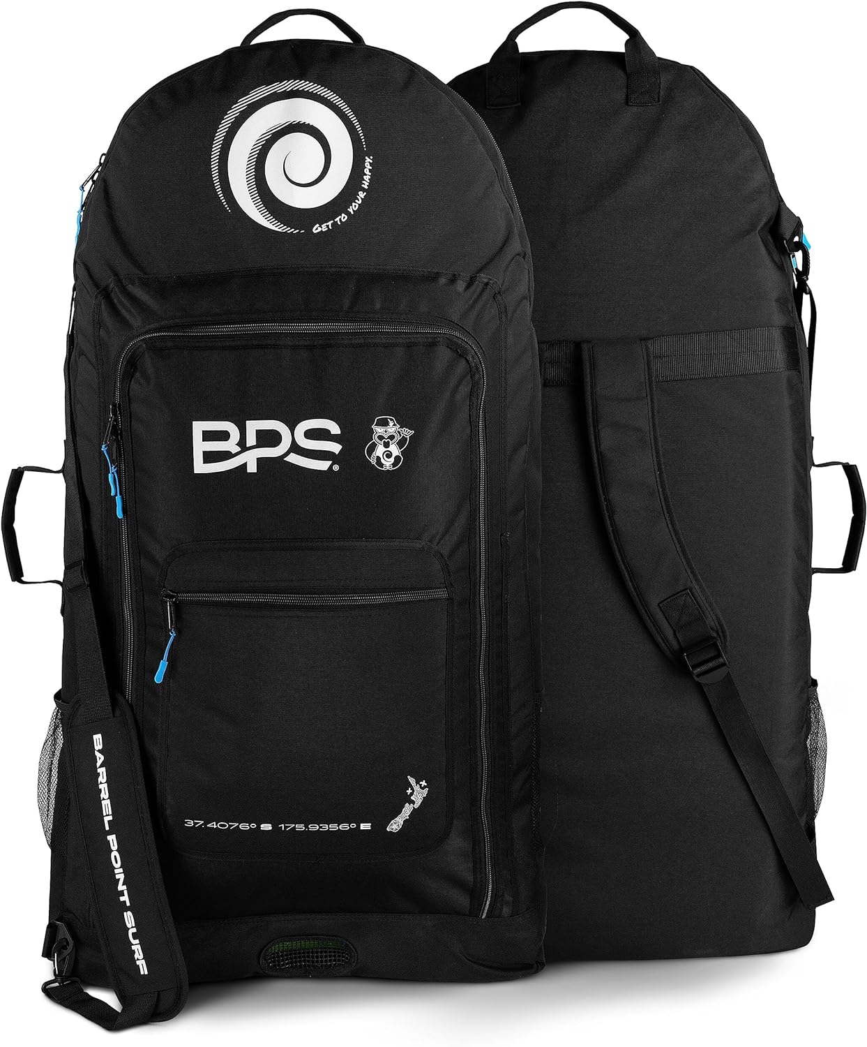 BPS New Zealand Beach Bodyboard Bag for 2-3 Boards Travel Backpack Boogie Board Case Top and Side Carry Handles, Made from Recycled Plastics