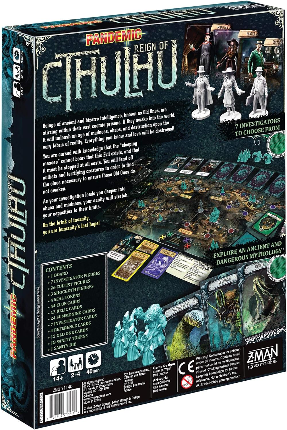 Pandemic Reign of Cthulhu Board Game for Adults and Family | Cooperative | Ages 14+ | 2 to 4 players | Average Playtime 40 minutes | Made by Z-Man Games