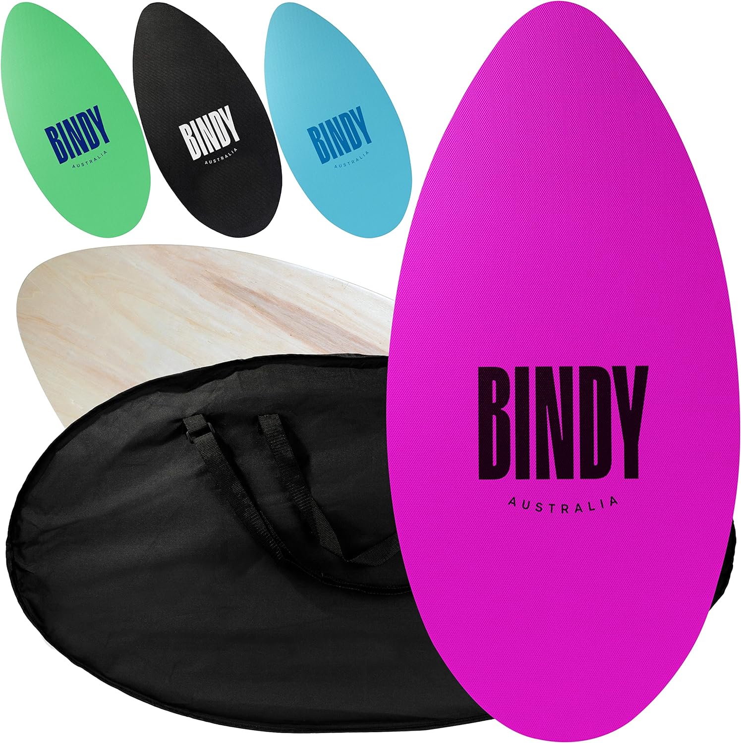 BINDY Australia Skimboard for Beach Kids with Storage Travel Bag - 41” Beginner to Intermediate Wooden Skim Board - Kids Beach Skim Boards for Beginners Durable, Lightweight Wood Body Board with EVA Grip Pad